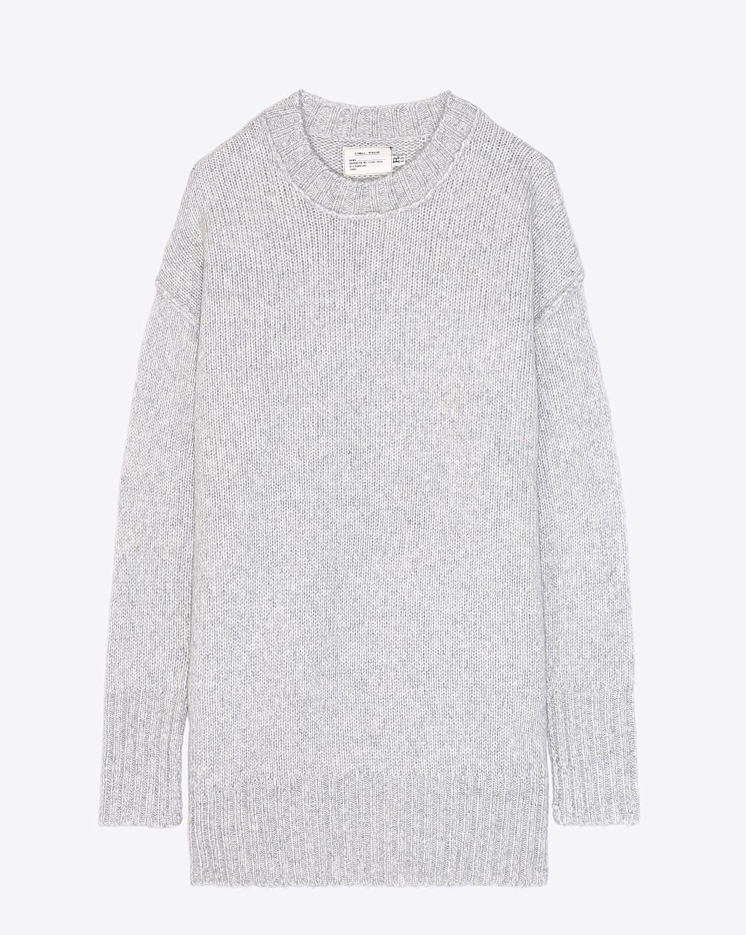 R13 Denim Collection Oversized Crewneck Sweater - Heather Grey  