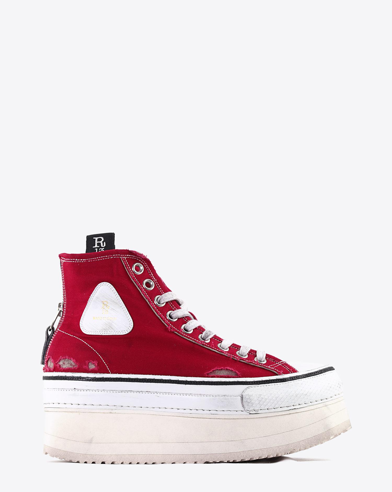 R13 Denim Collection Platform High Top Sneakers - Red  