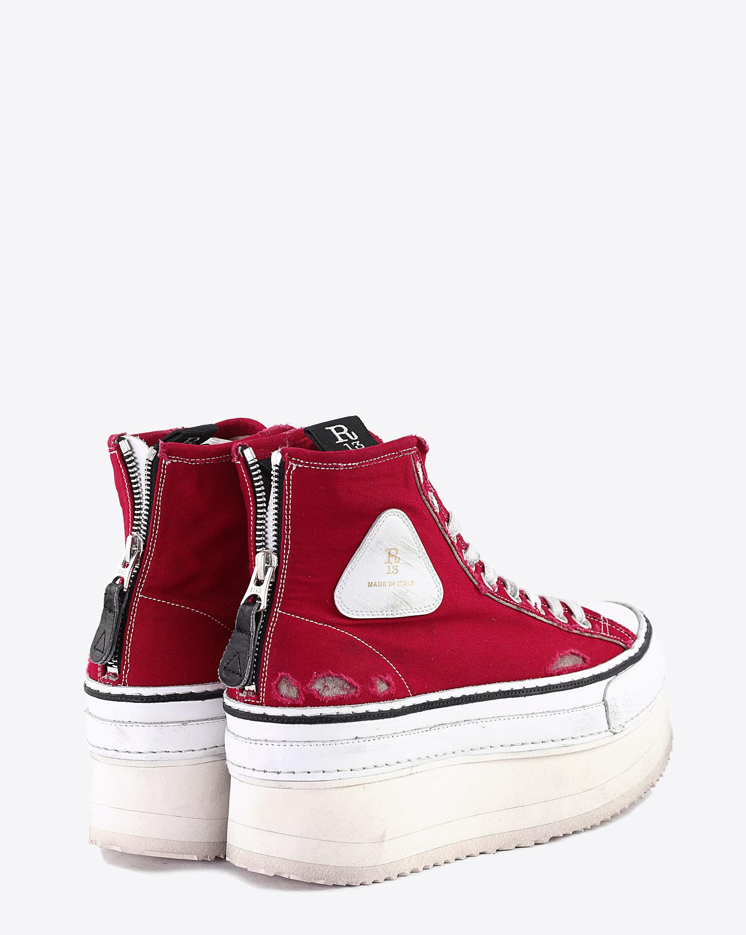 R13 Denim Collection Platform High Top Sneakers - Red  