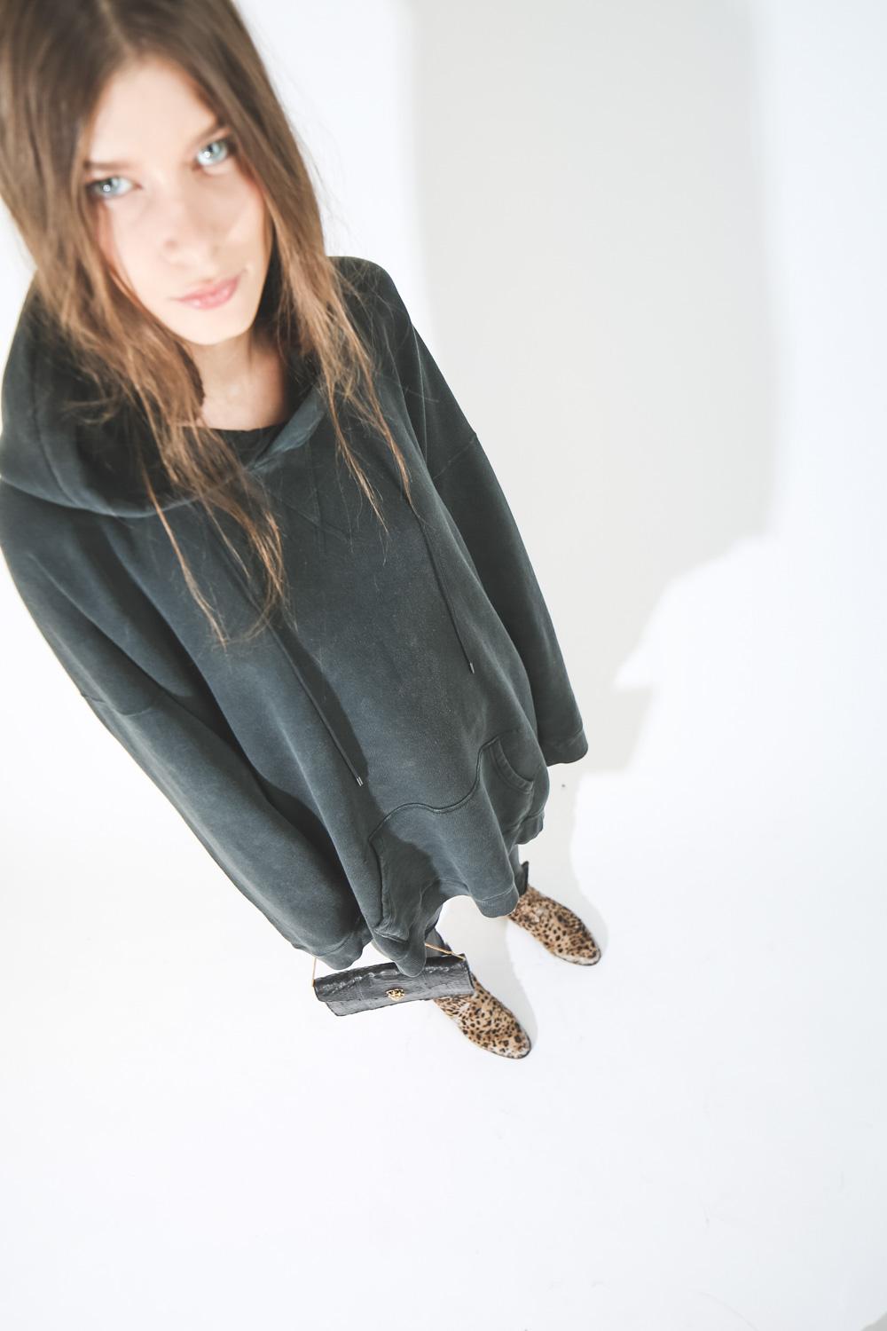 R13 Denim Collection Slouch Hoodie - Acid Black