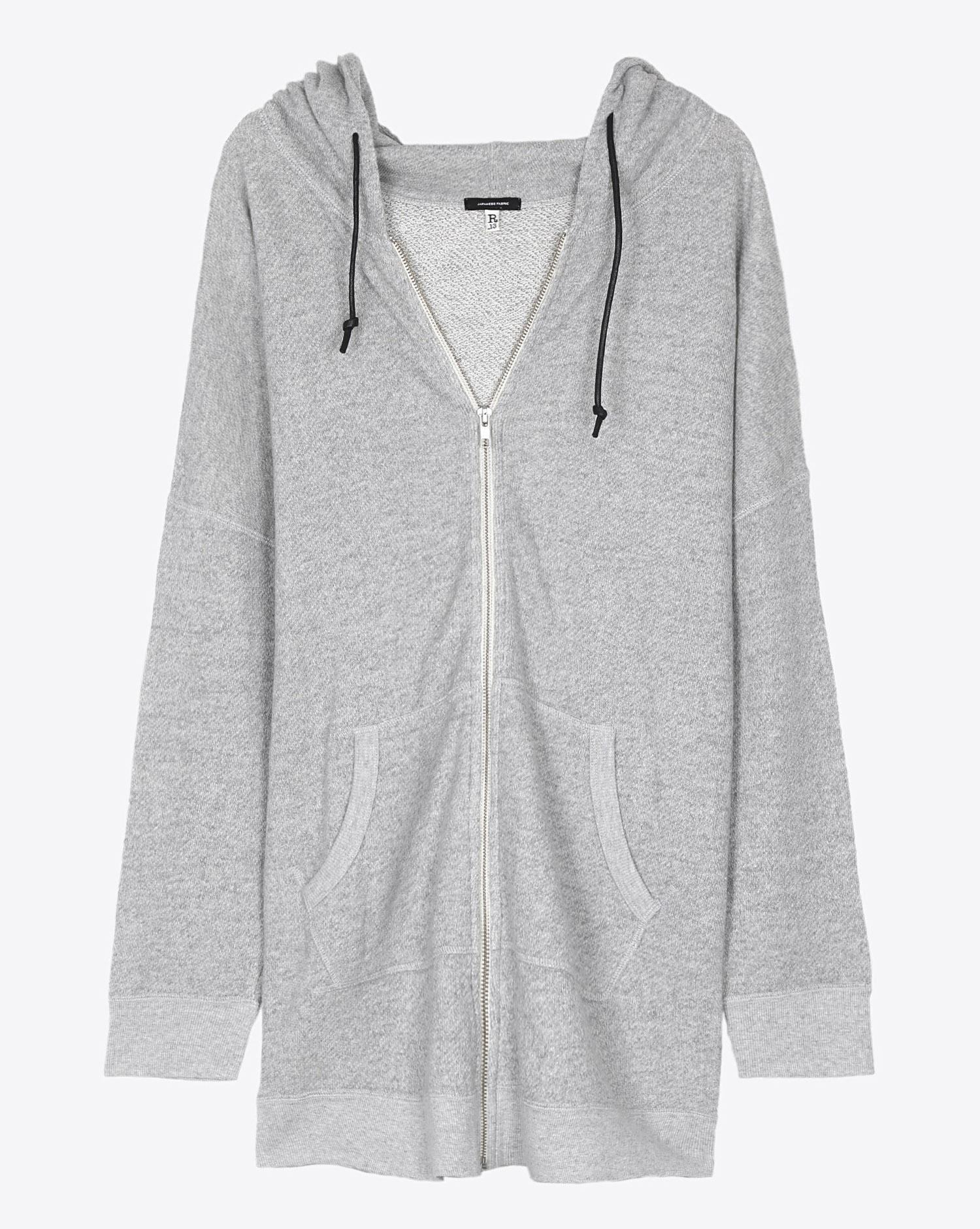 R13 Denim Permanent Long Hoodie - Heather Grey