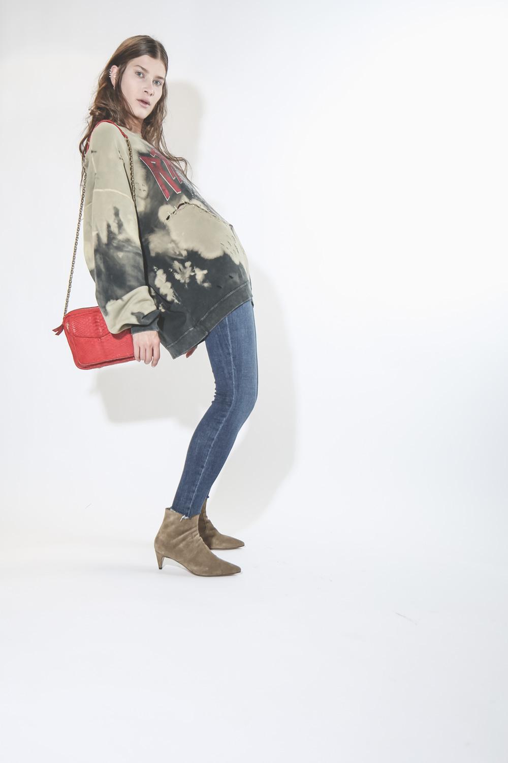 R13 Denim Pré-Collection Battle Punk Oversized Crewneck - Bleach  