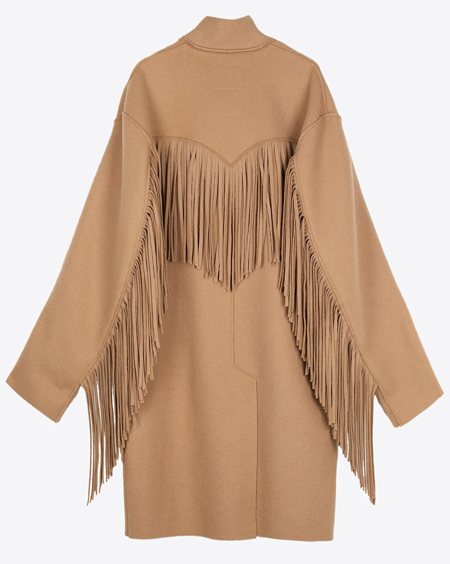 R13 Denim Pré-Collection Fringe Raw Cut Coat - Camel   