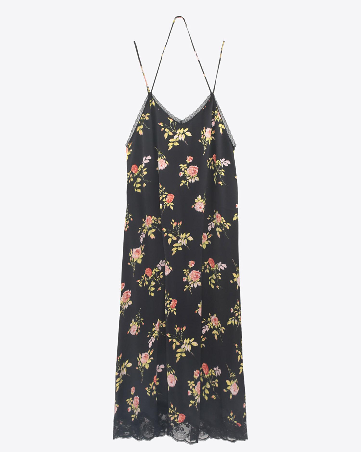 R13 Denim Pré-Collection Lace Back Slip - Black Floral  