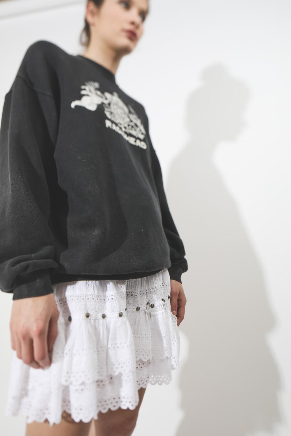 R13 Denim Pré-Collection Lacy Gauze Skirt - White  