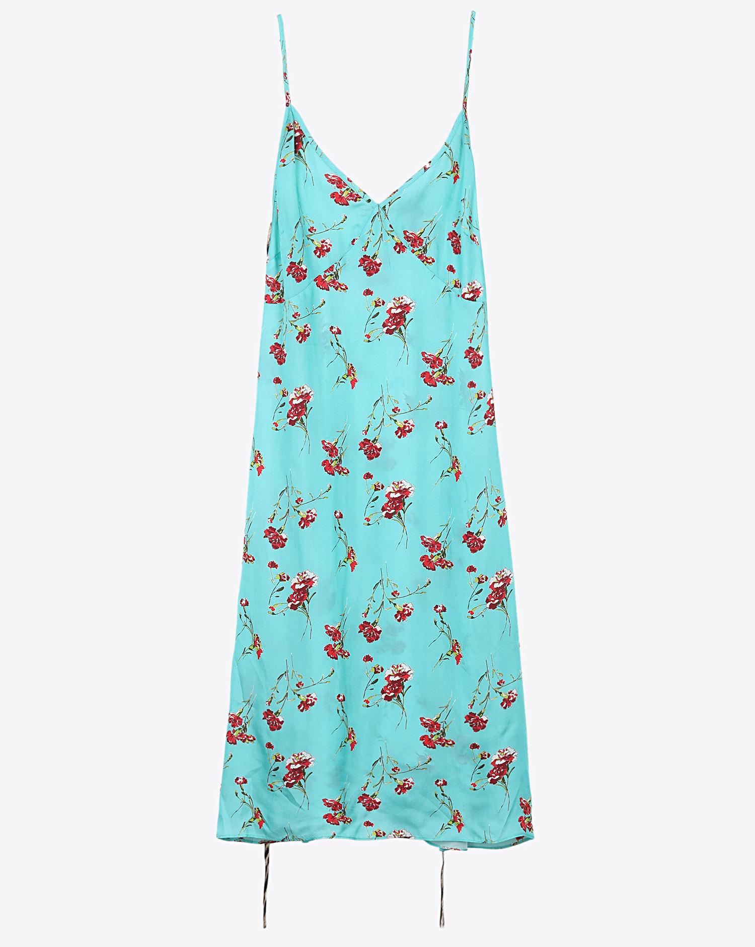 R13 Denim Pré-Collection Midi Slip WBack Tie - LT Blue Floral