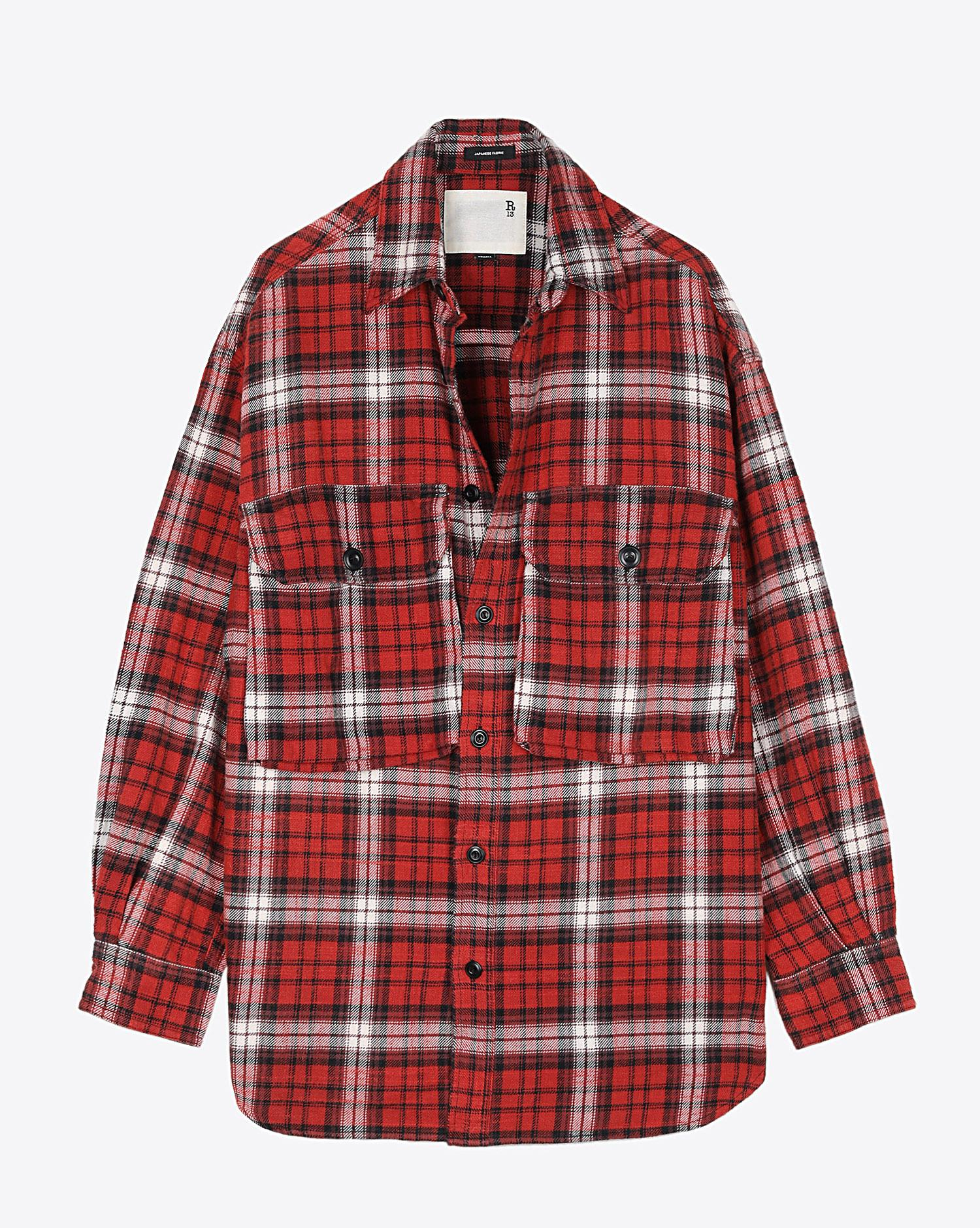 R13 Denim Pré-Collection Oversized Shirt - Red Plaid