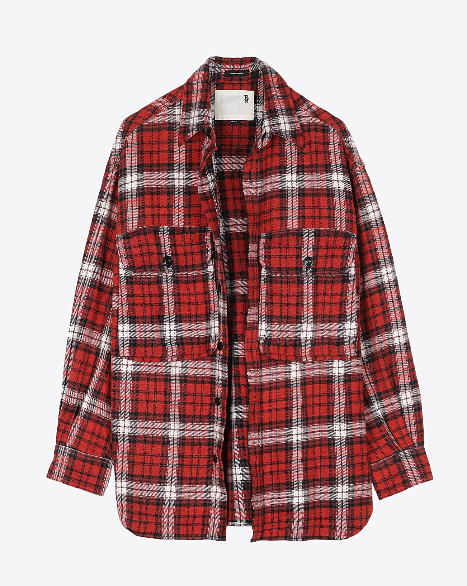 R13 Denim Pré-Collection Oversized Shirt - Red Plaid  