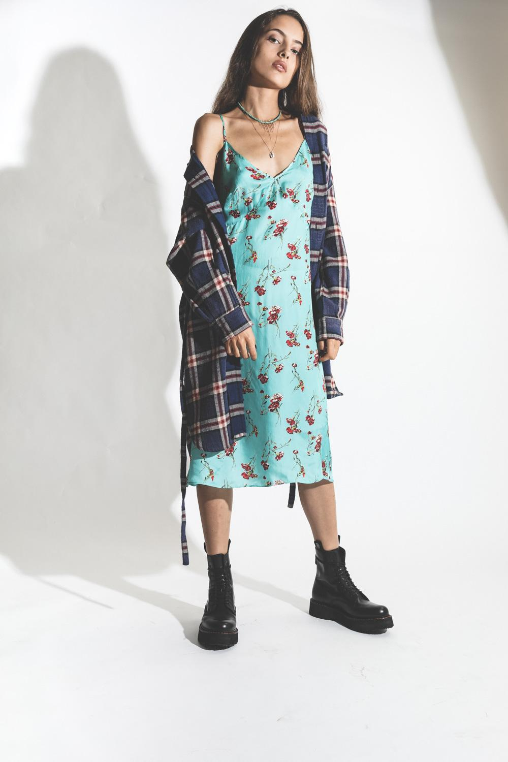 R13 Denim Pré-Collection Oversized Shirtdress - Navy Plaid