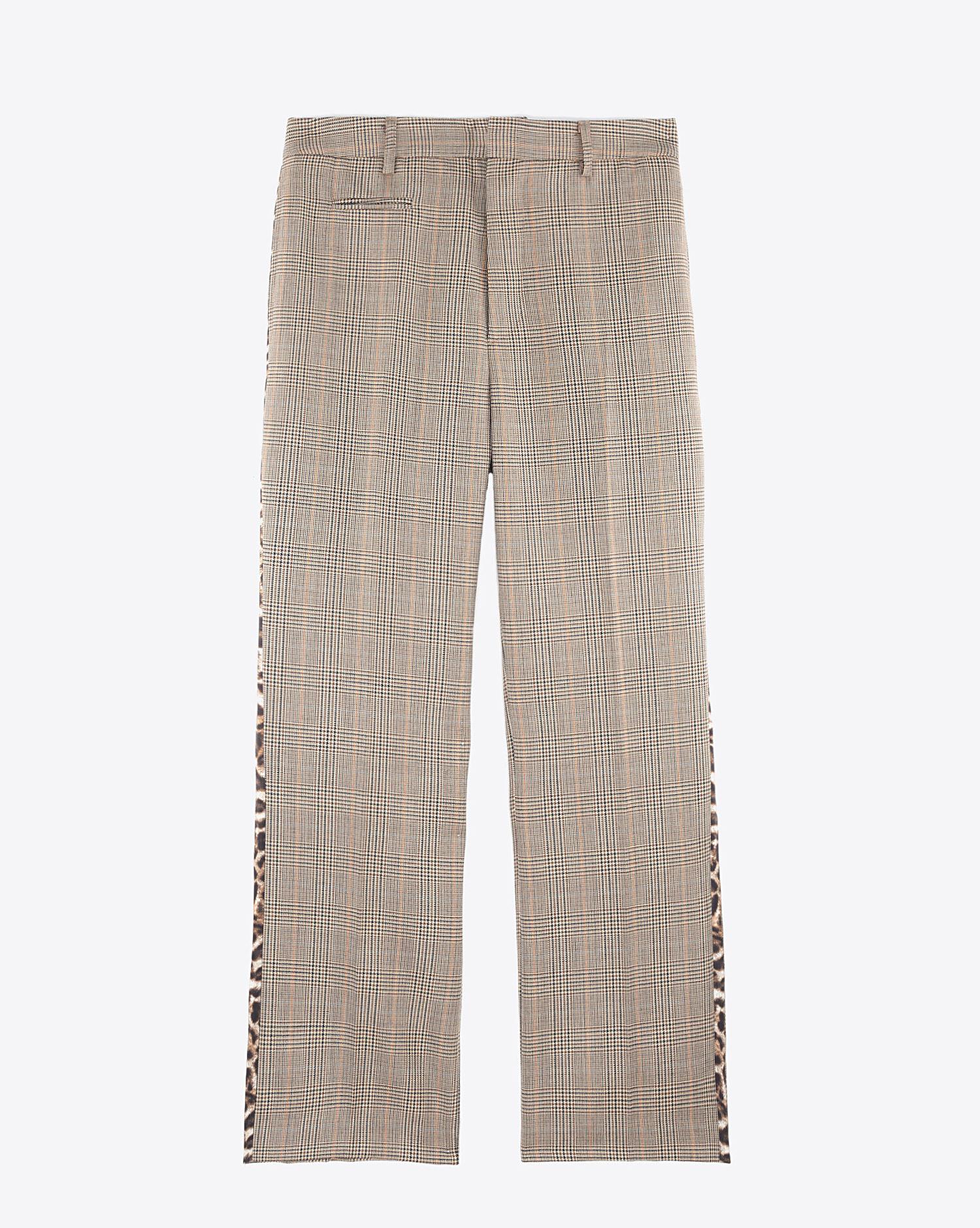 R13 Denim Pré-Collection Tuxedo Trouser - Brown Glenplaid WLeopard  