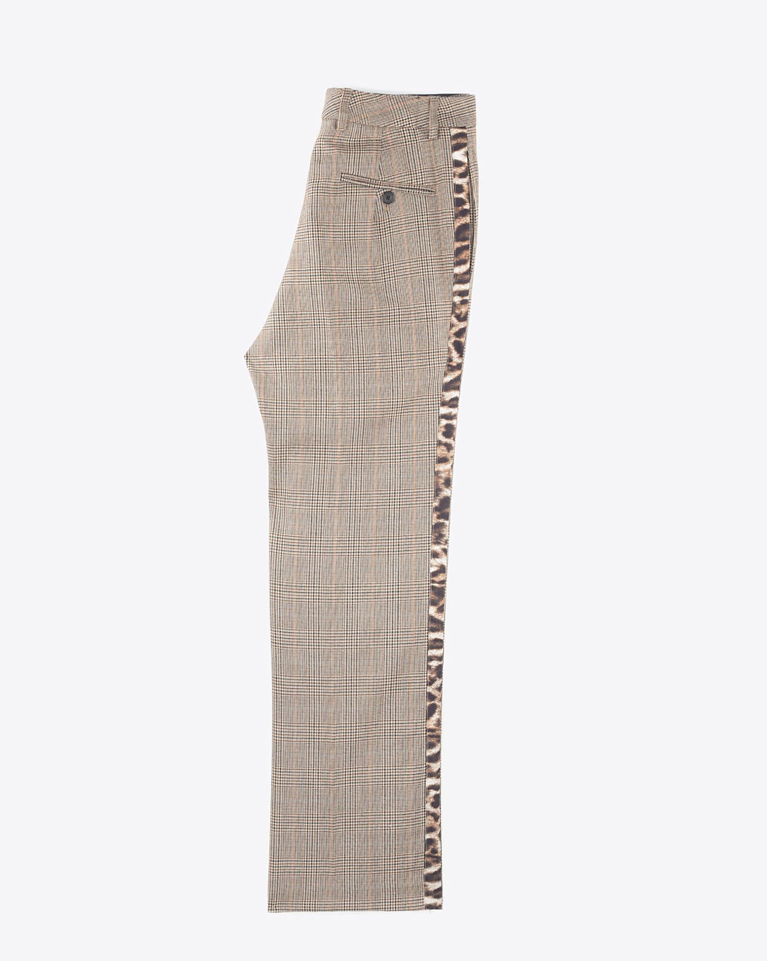 R13 Denim Pré-Collection Tuxedo Trouser - Brown Glenplaid WLeopard  