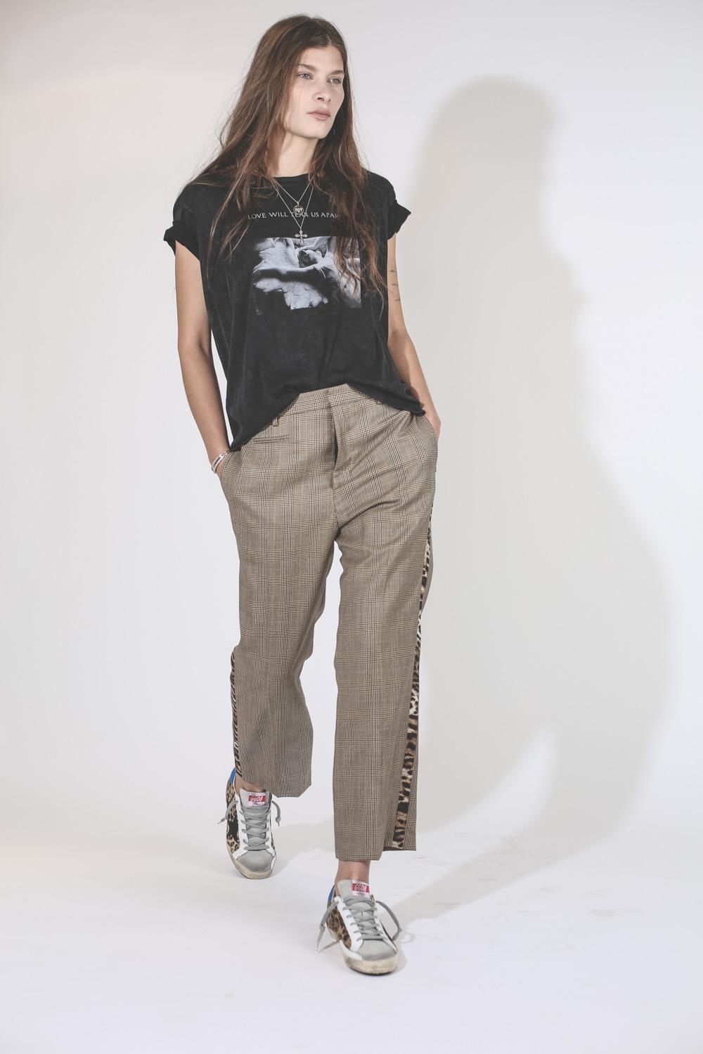 R13 Denim Pré-Collection Tuxedo Trouser - Brown Glenplaid WLeopard  