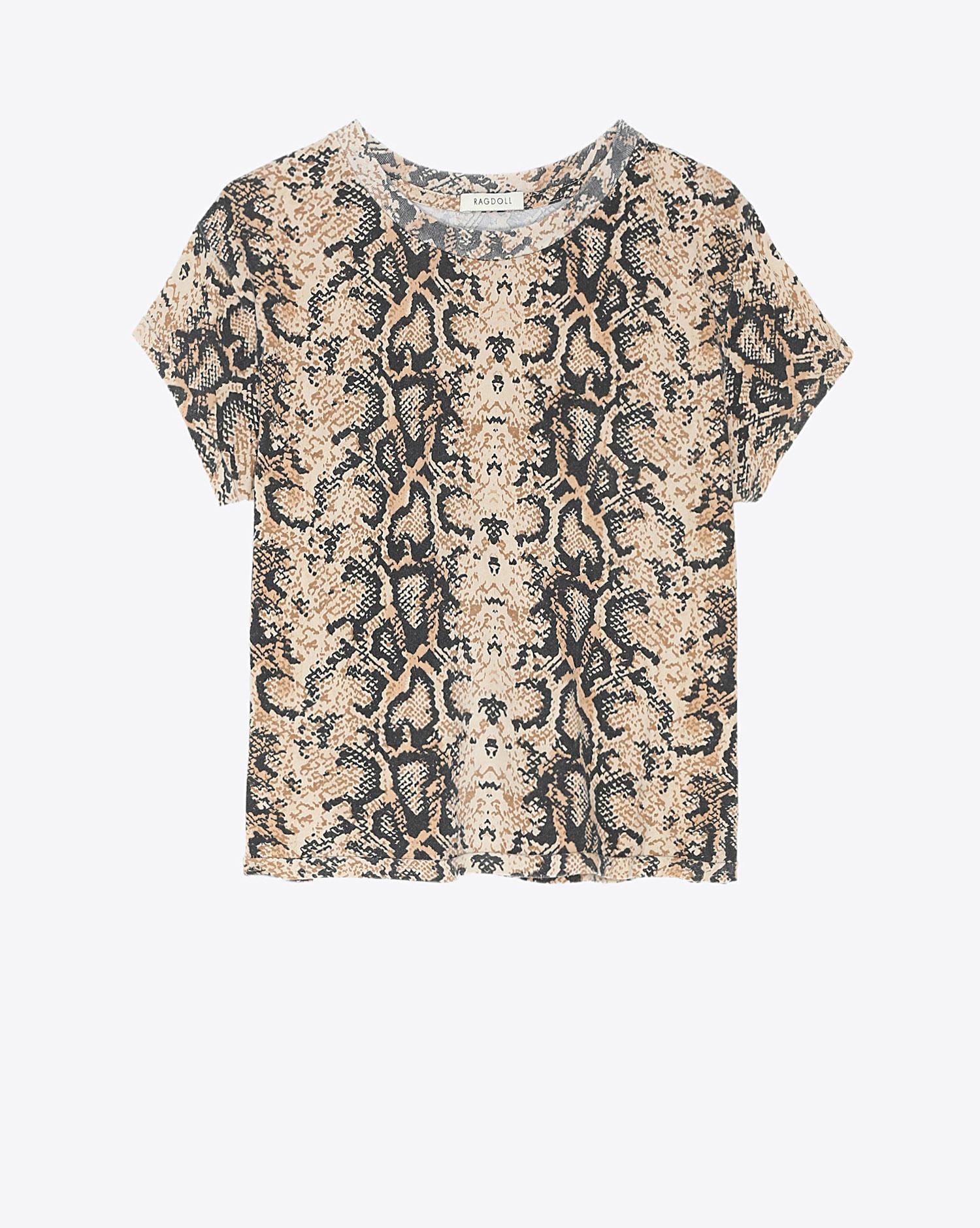 Ragdoll LA Cropped Tee - Brown Python  