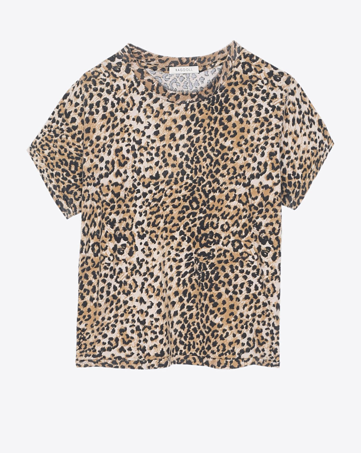 Ragdoll LA Cropped Tee Brown Leopard   