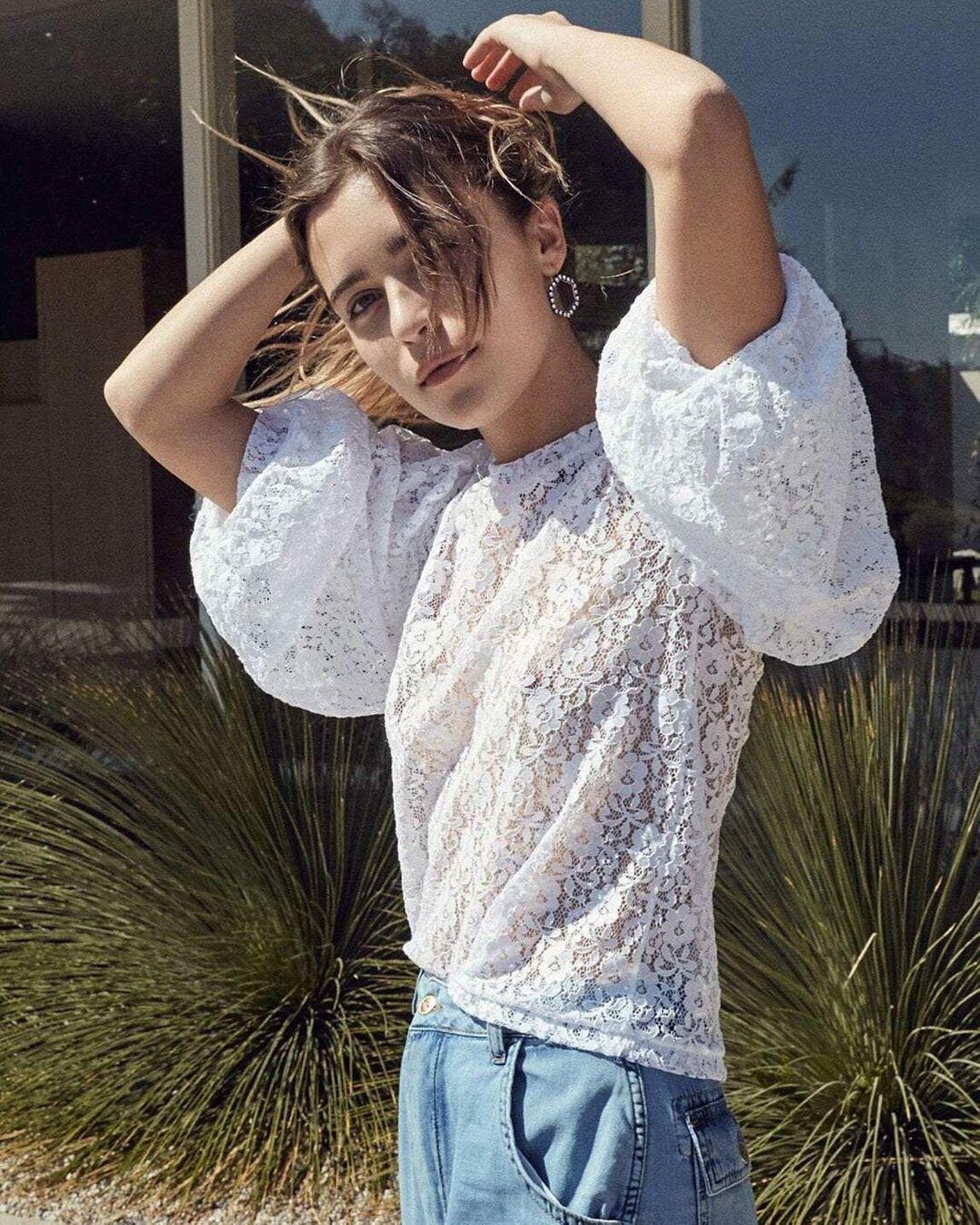 Ragdoll LA Lace Puff Sleeve Top - White   