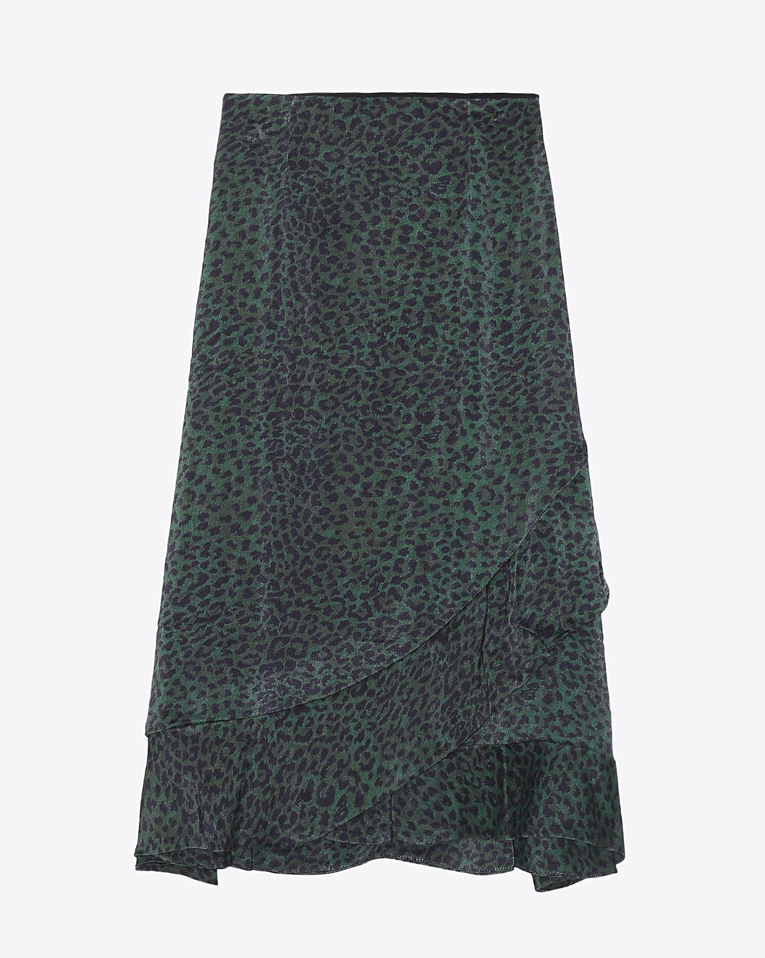 Ragdoll LA Leopard Ruffle Skirt Green Leopard   
