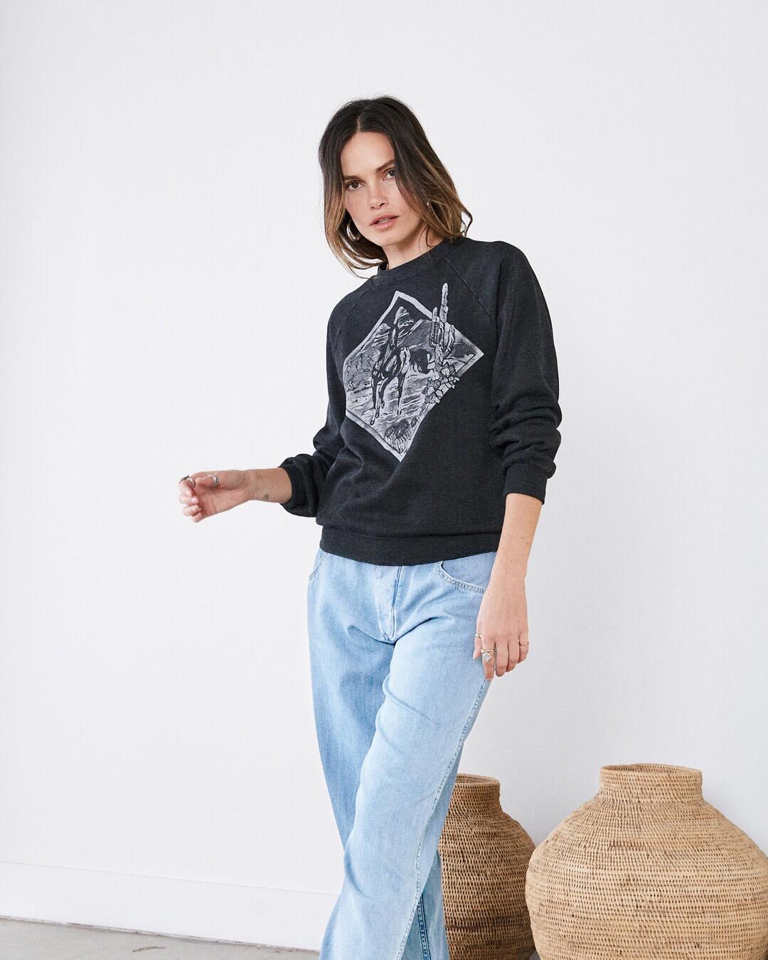 Ragdoll LA Sweatshirt With Horse Print - Faded Black  