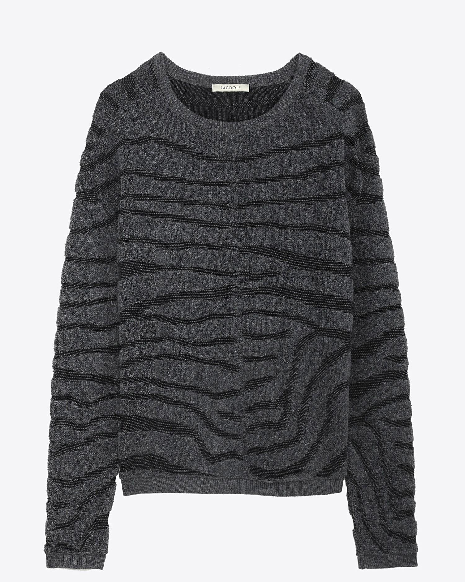 Ragdoll LA Zebra Knit Top - Dark Grey   