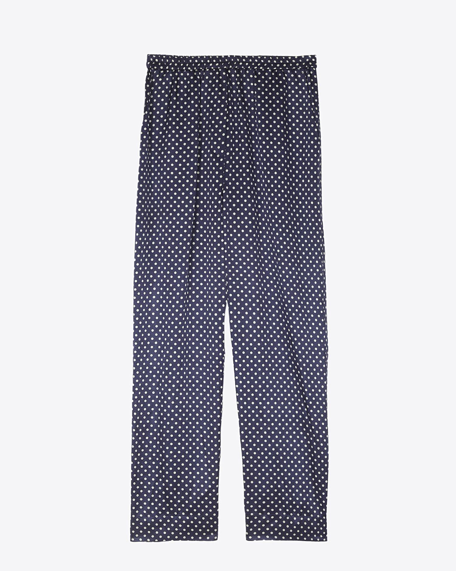 Raquel Allegra Ankle Pant - Navy Mint Polka Dot  