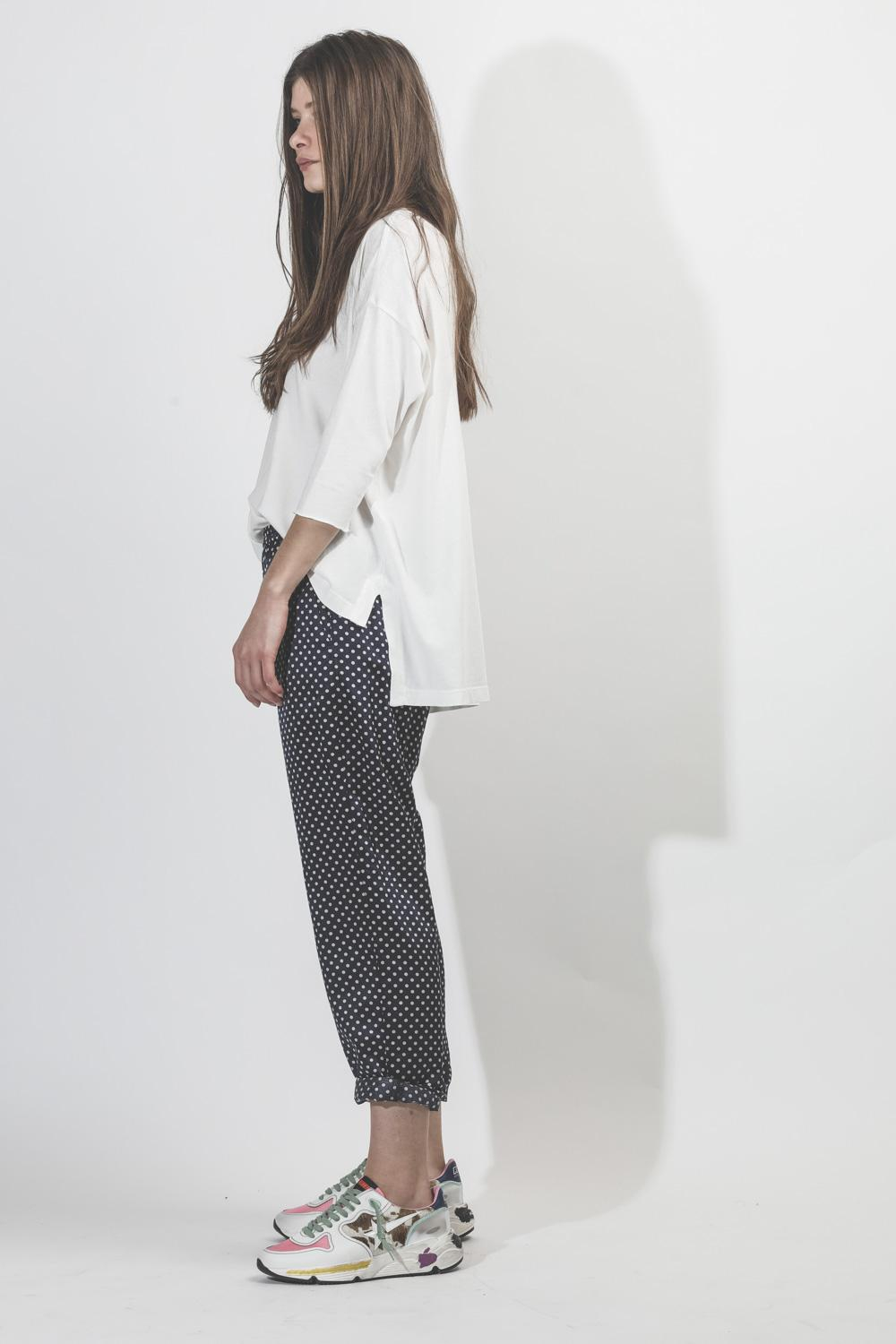 Raquel Allegra Ankle Pant - Navy Mint Polka Dot  