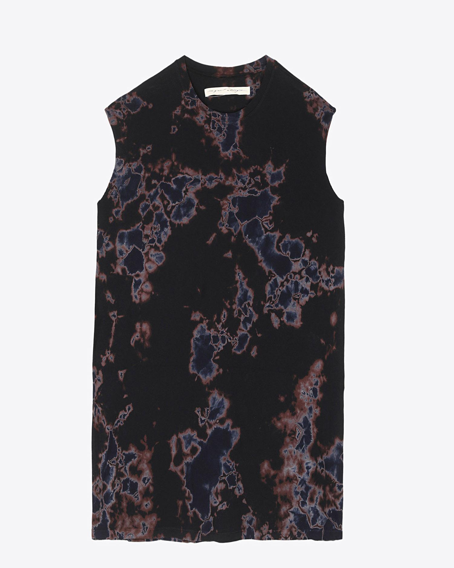 Raquel Allegra Cutoff T Shirt Dress - Black Sky Tie Dye  