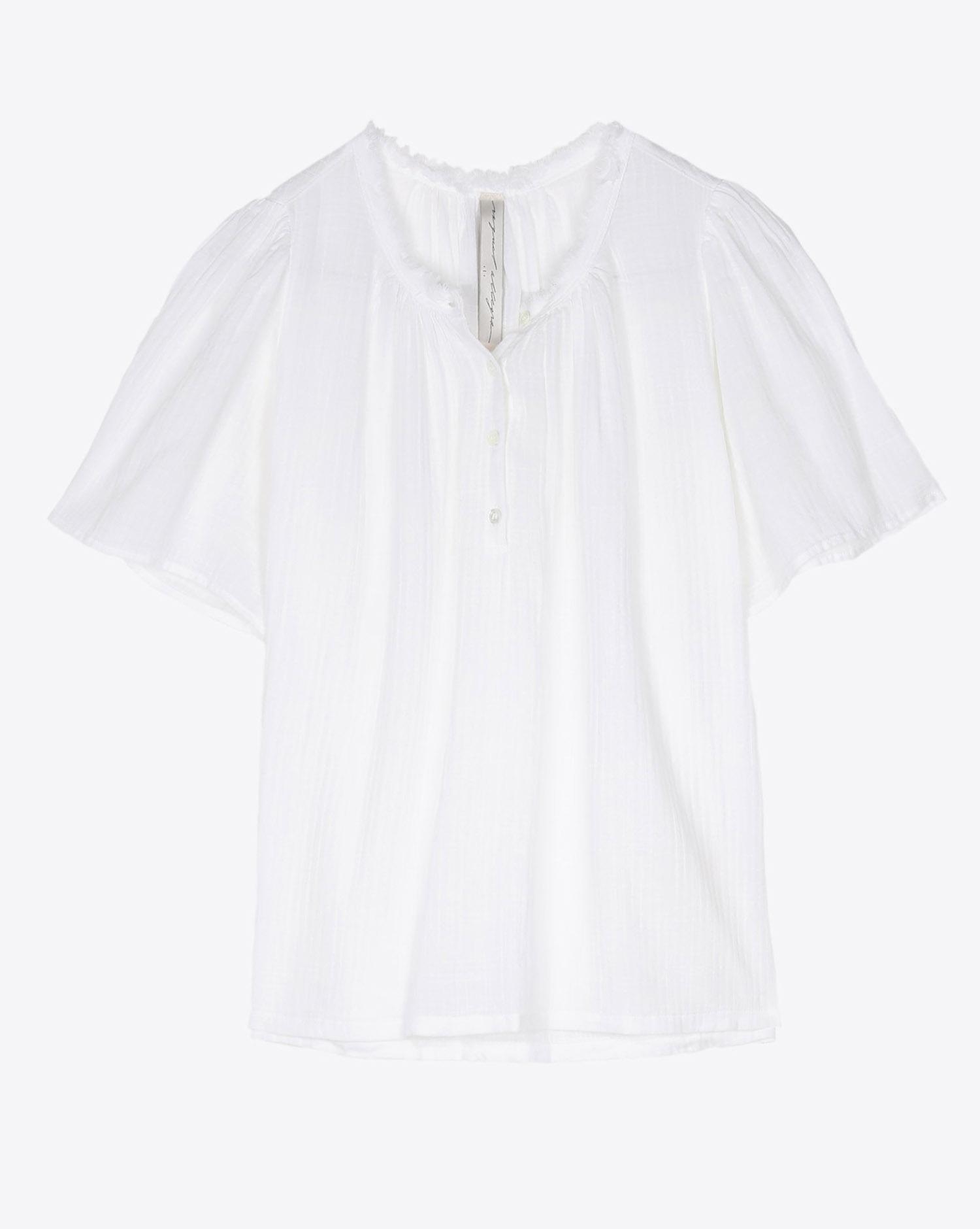 Raquel Allegra Flutter Blouse - Washed White  