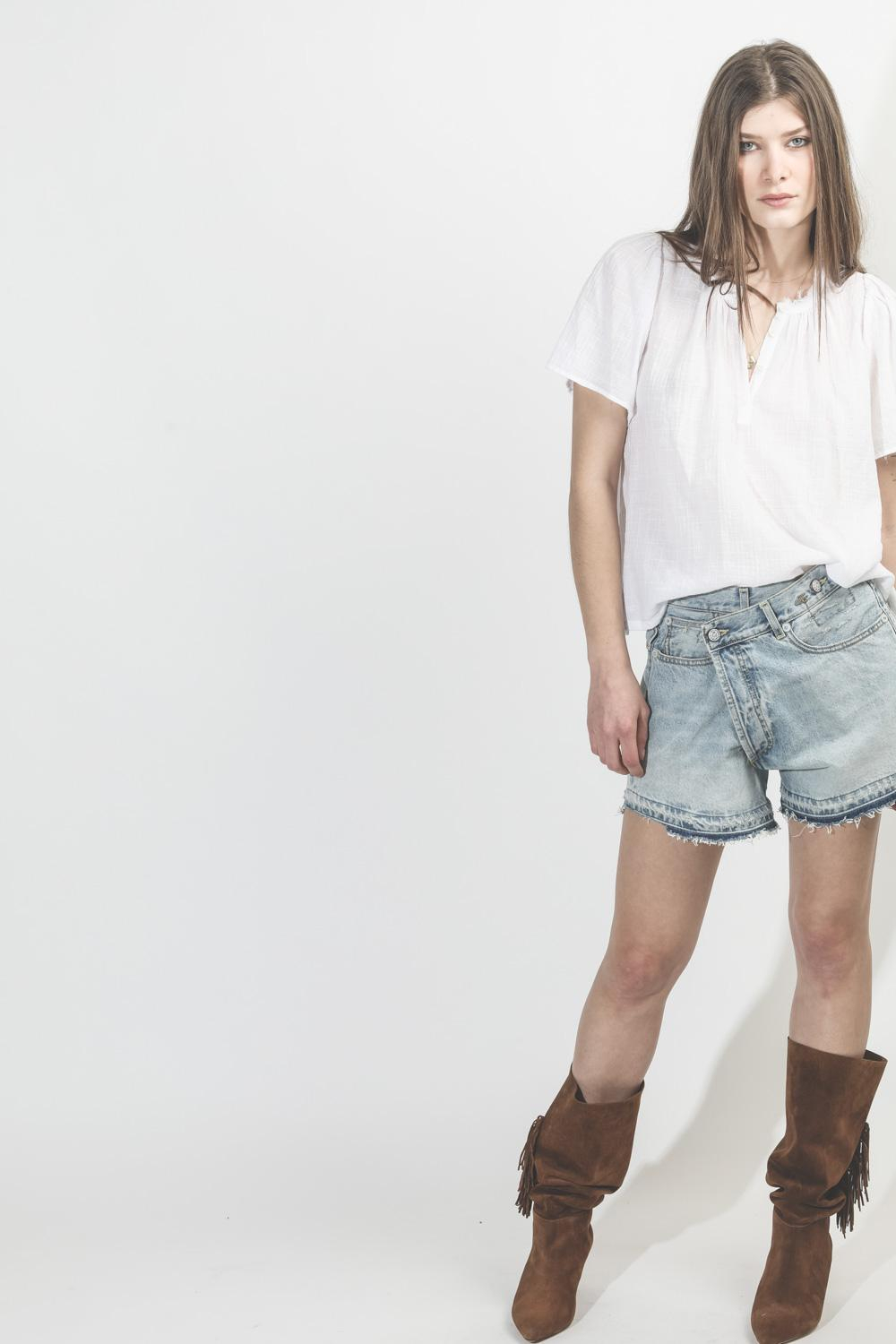 Raquel Allegra Flutter Blouse - Washed White  