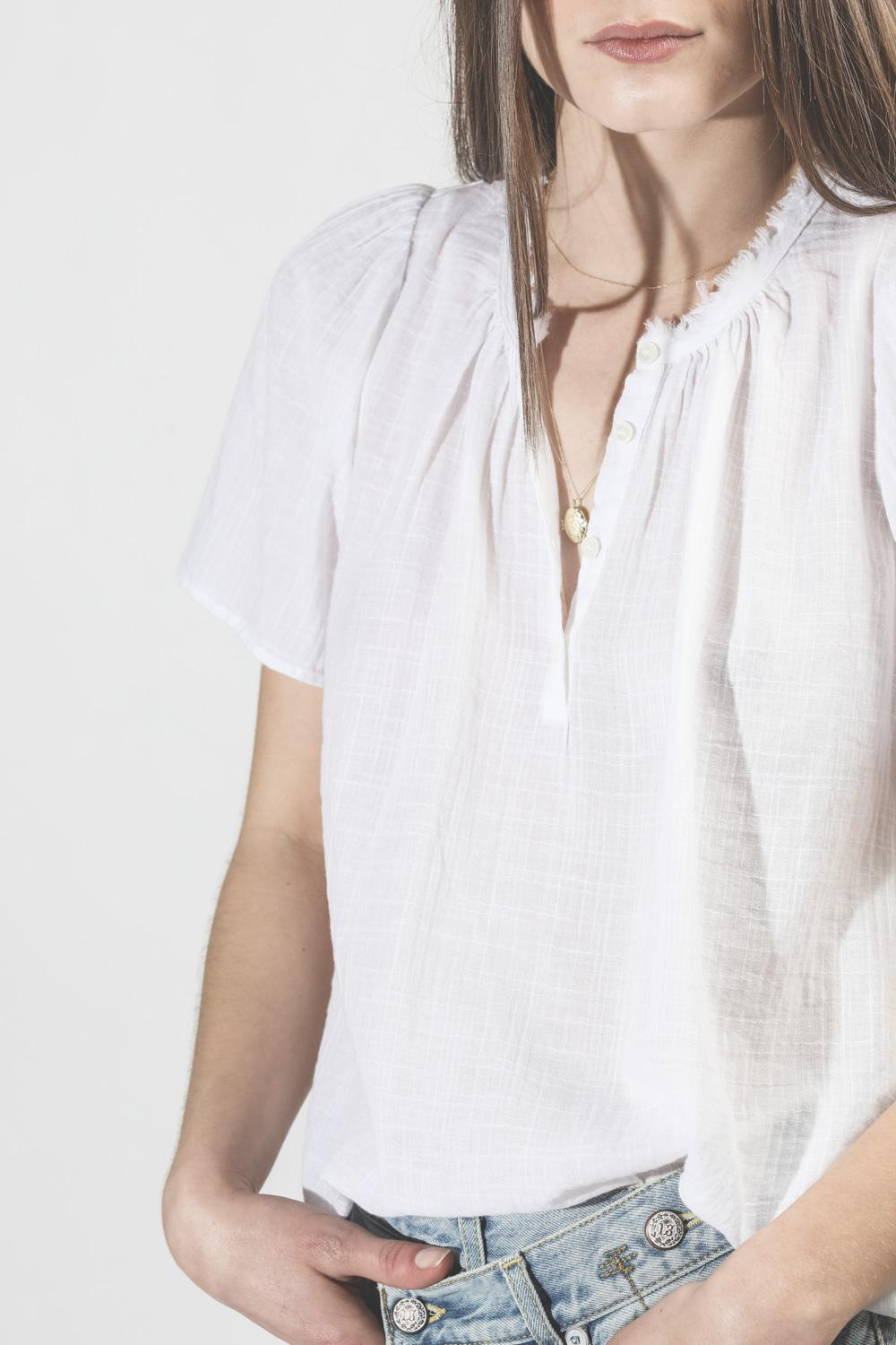 Raquel Allegra Flutter Blouse - Washed White  
