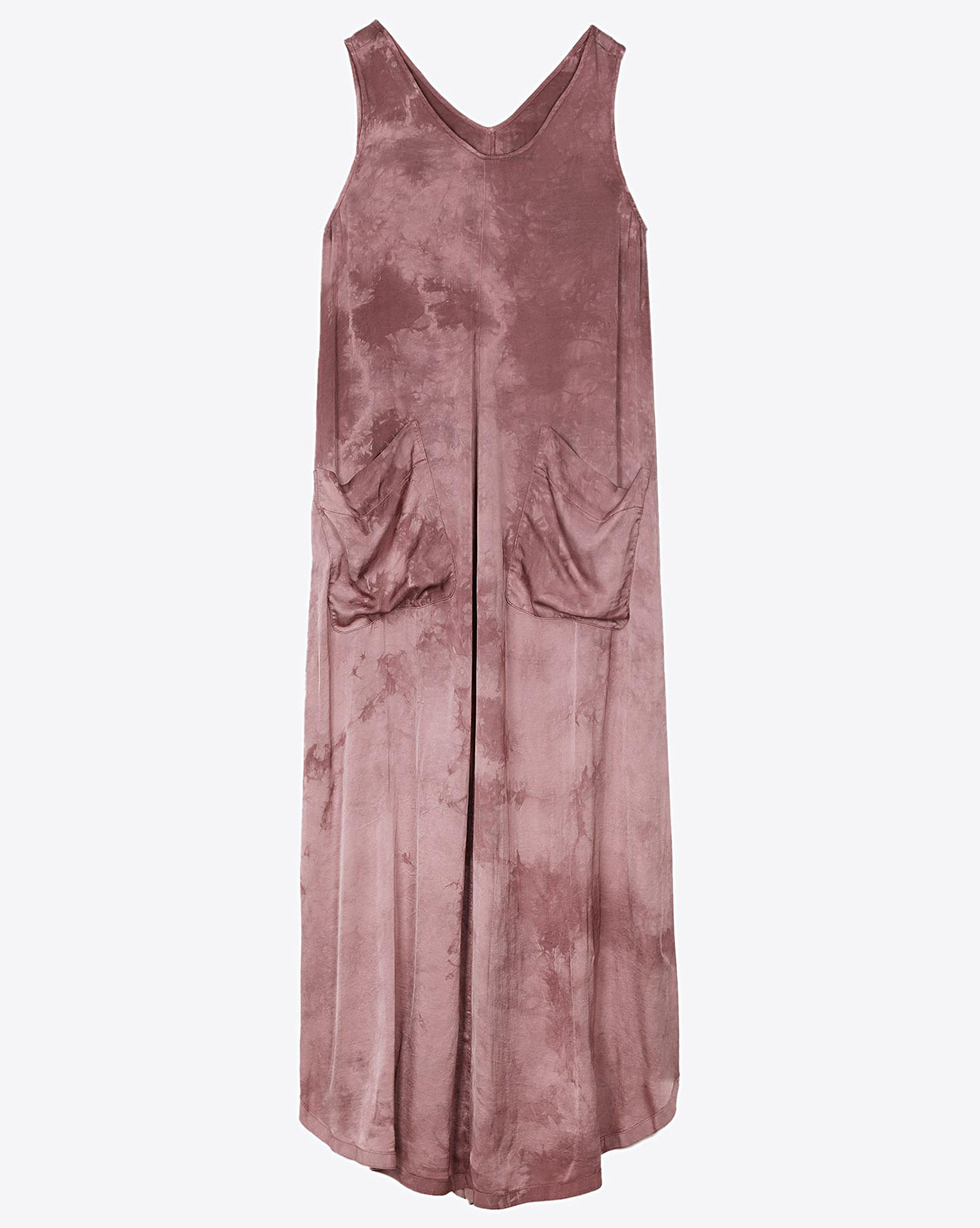 Raquel Allegra Grosgrain Maxi Dress - Dark Blush Tie Dye  