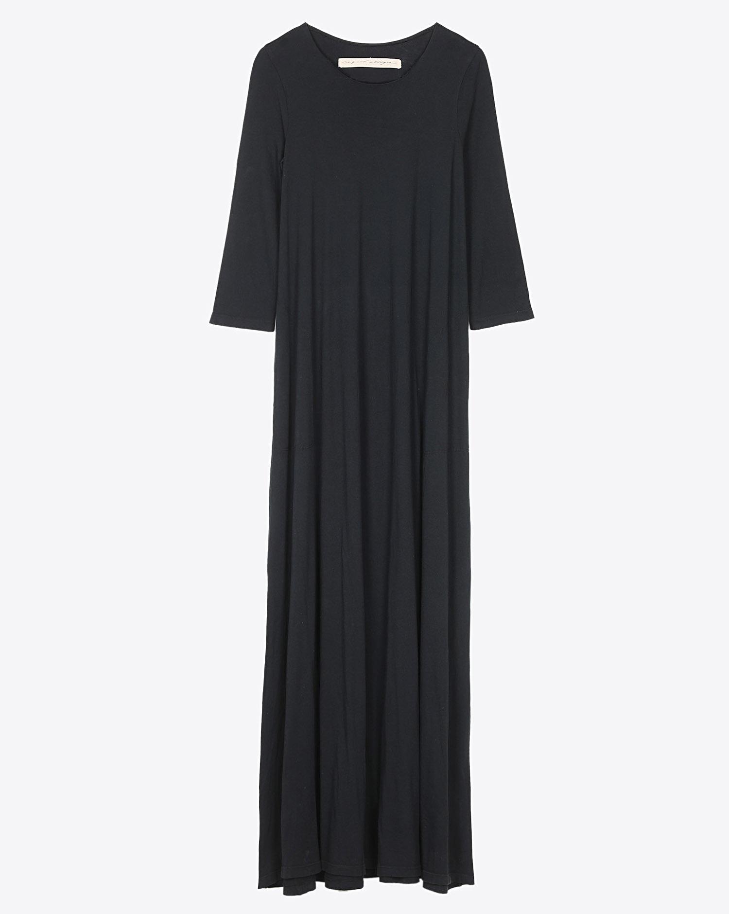 Raquel Allegra Half Sleeve Drama Maxi Dress - Black  