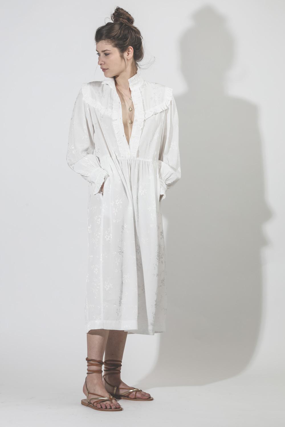 Raquel Allegra Luna Ruffle Dress - Washed White  