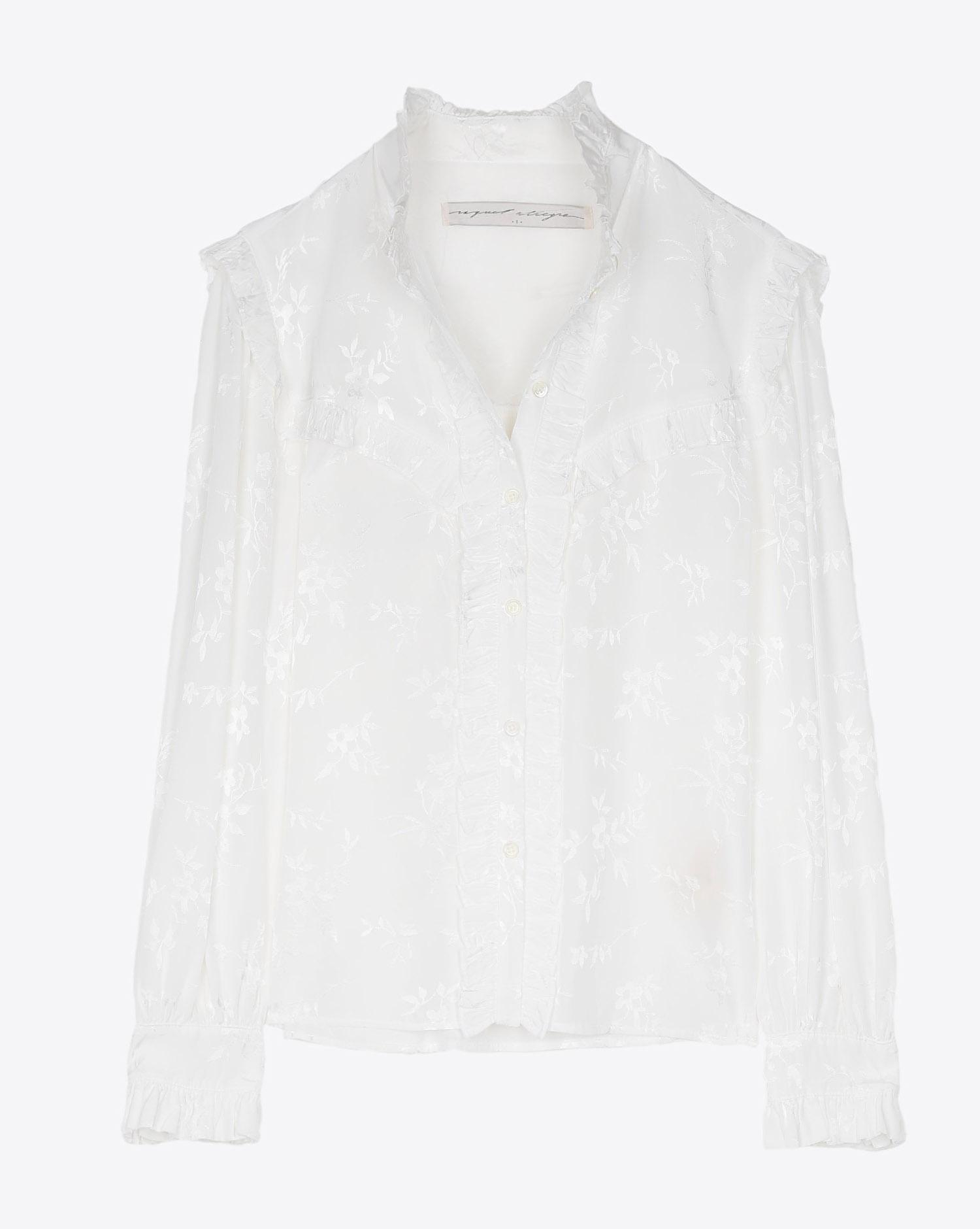 Raquel Allegra Luna Ruffle Shirt - Washed White  