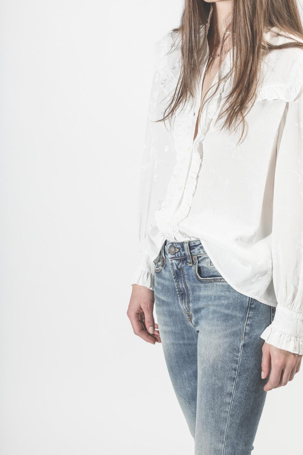 Raquel Allegra Luna Ruffle Shirt - Washed White  