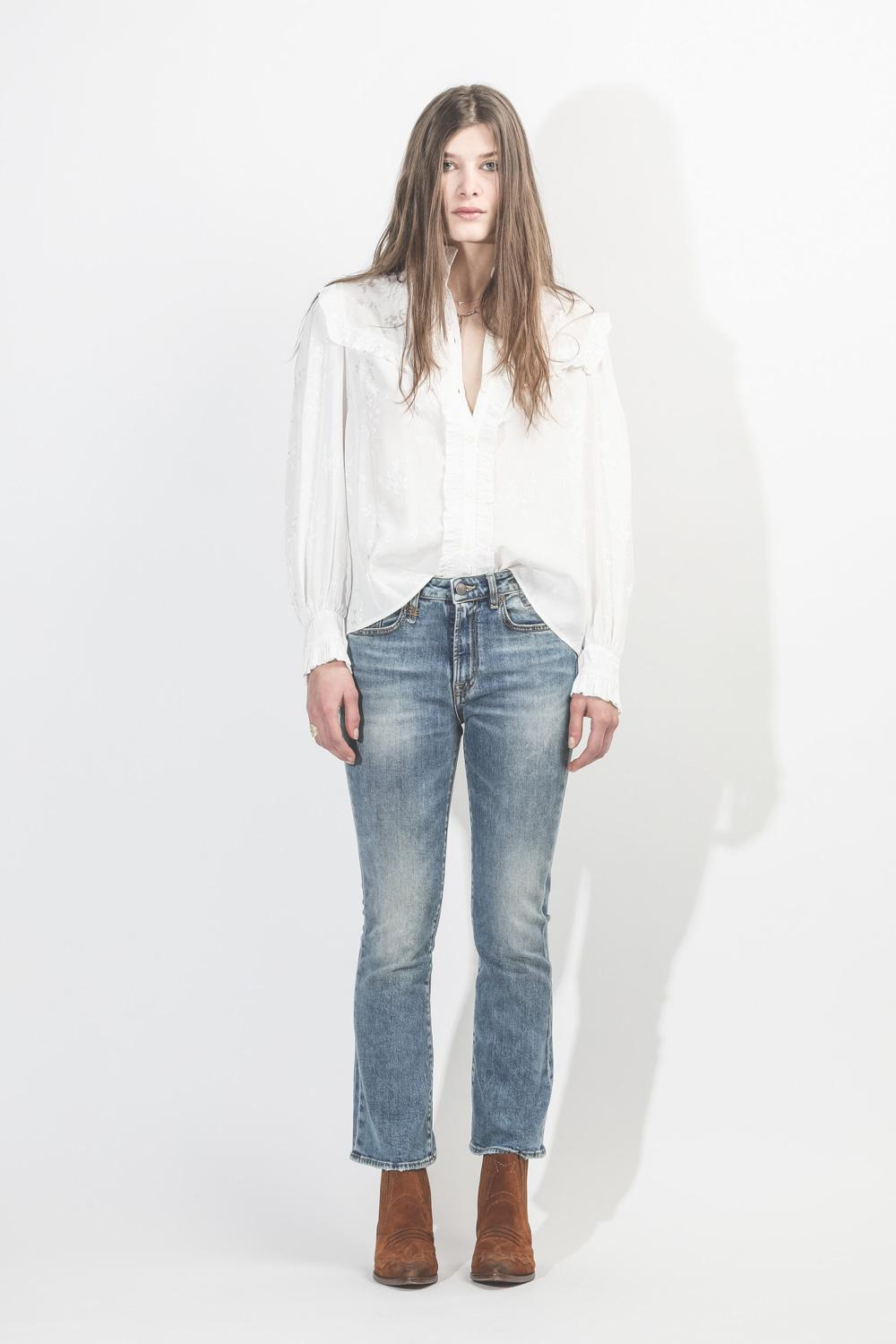 Raquel Allegra Luna Ruffle Shirt - Washed White  