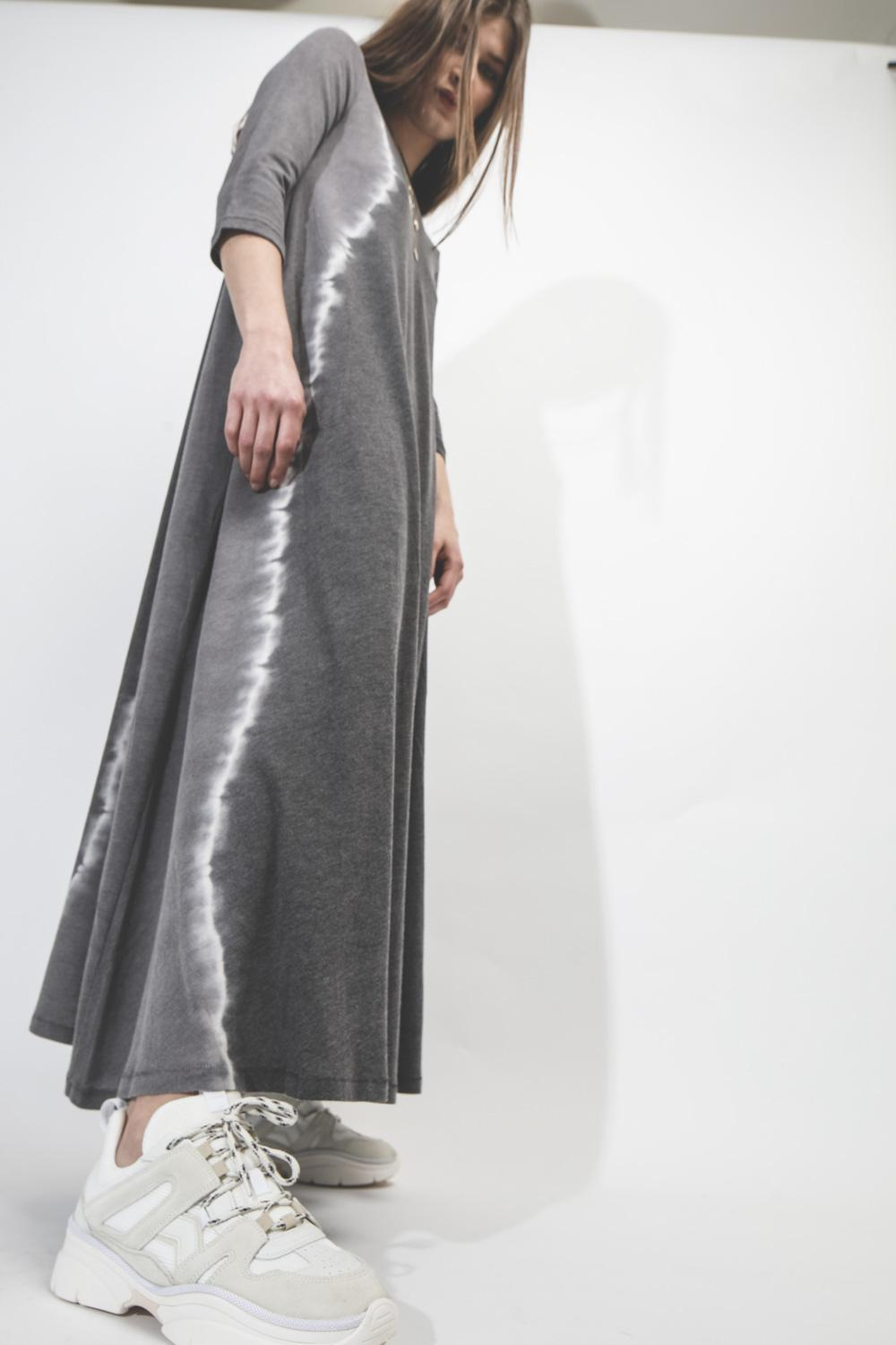 Raquel Allegra Pré-Collection 12 Sleeve Drama Maxi Dress - Night Grey  