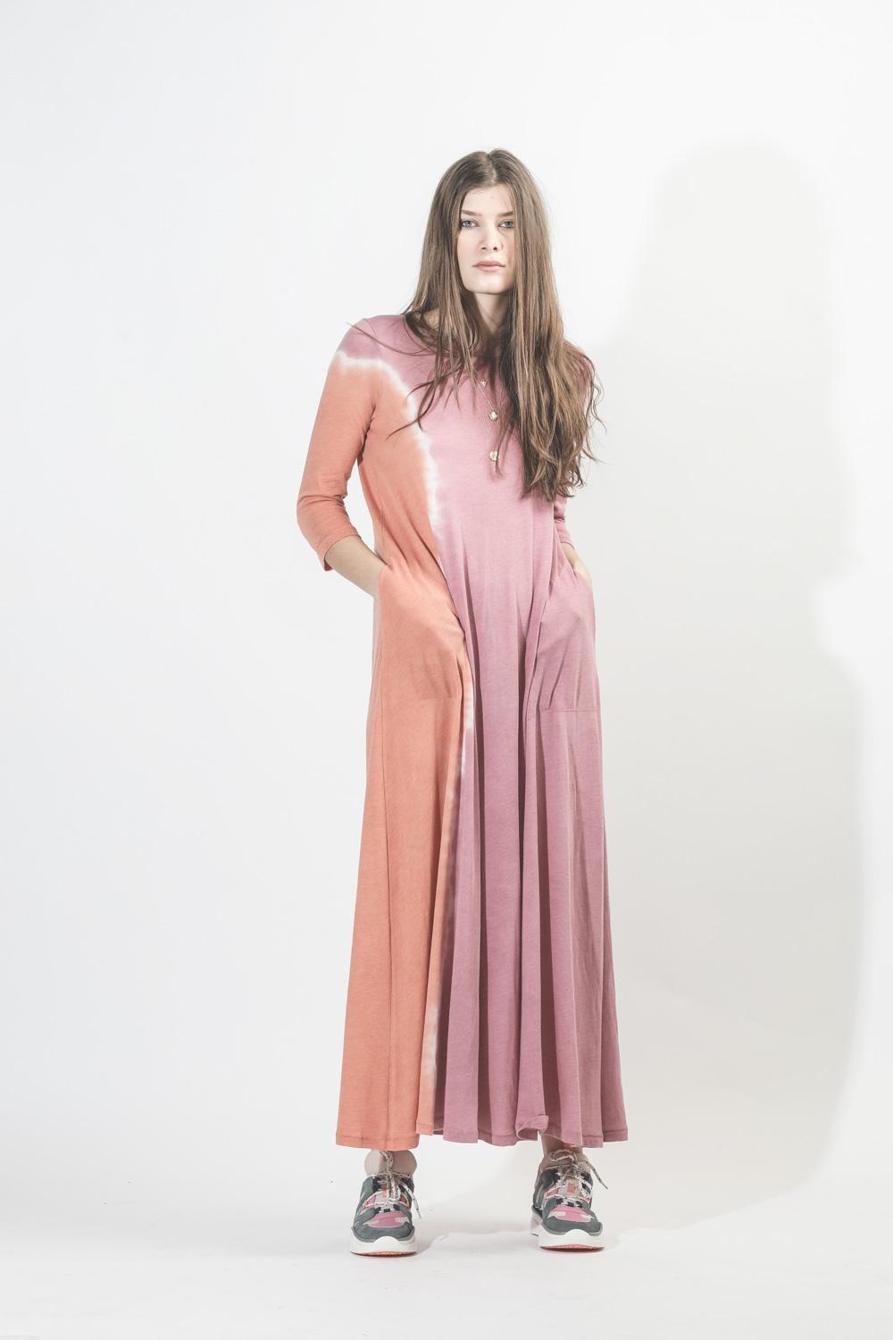 Raquel Allegra Pré-Collection 12 Sleeve Drama Maxi Dress - Pink Sunrise  