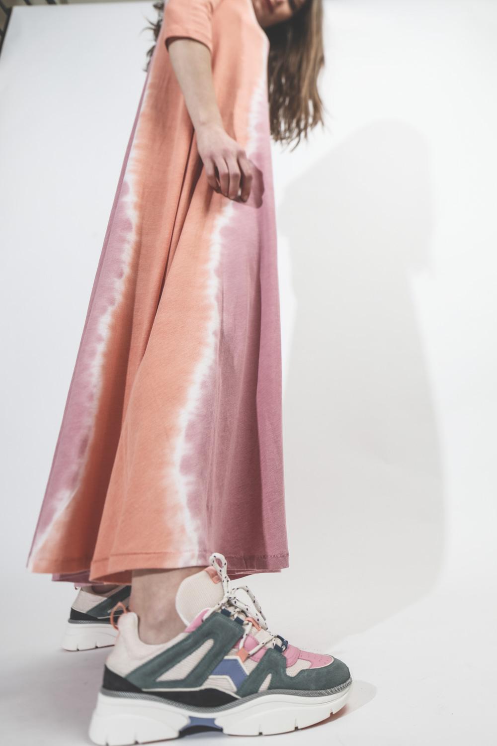 Raquel Allegra Pré-Collection 12 Sleeve Drama Maxi Dress - Pink Sunrise