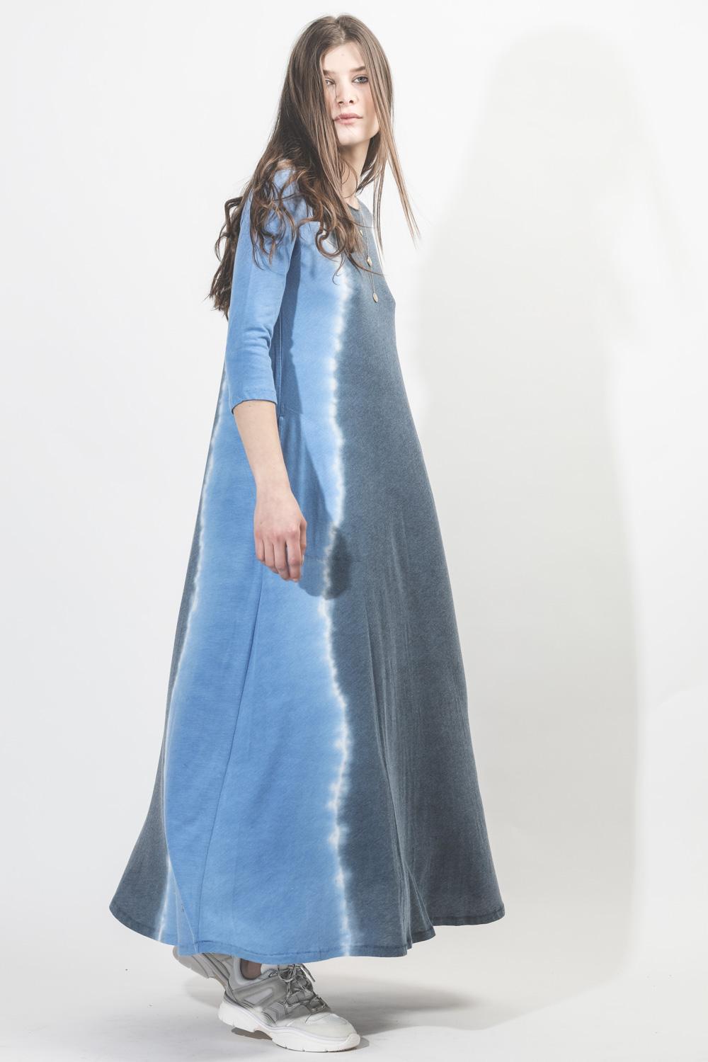 Raquel Allegra Pré-Collection 12 Sleeve Drama Maxi Dress - Sky  