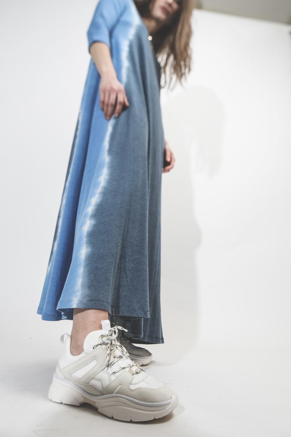 Raquel Allegra Pré-Collection 12 Sleeve Drama Maxi Dress - Sky
