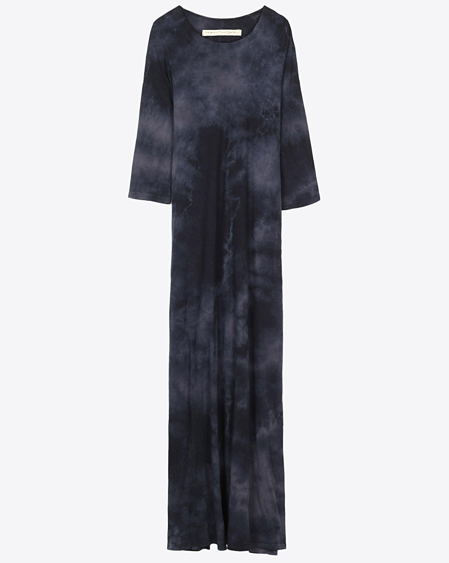 Raquel Allegra Pré-Collection Half Sleeve Drama Maxi Dress - Black Tie Dye  