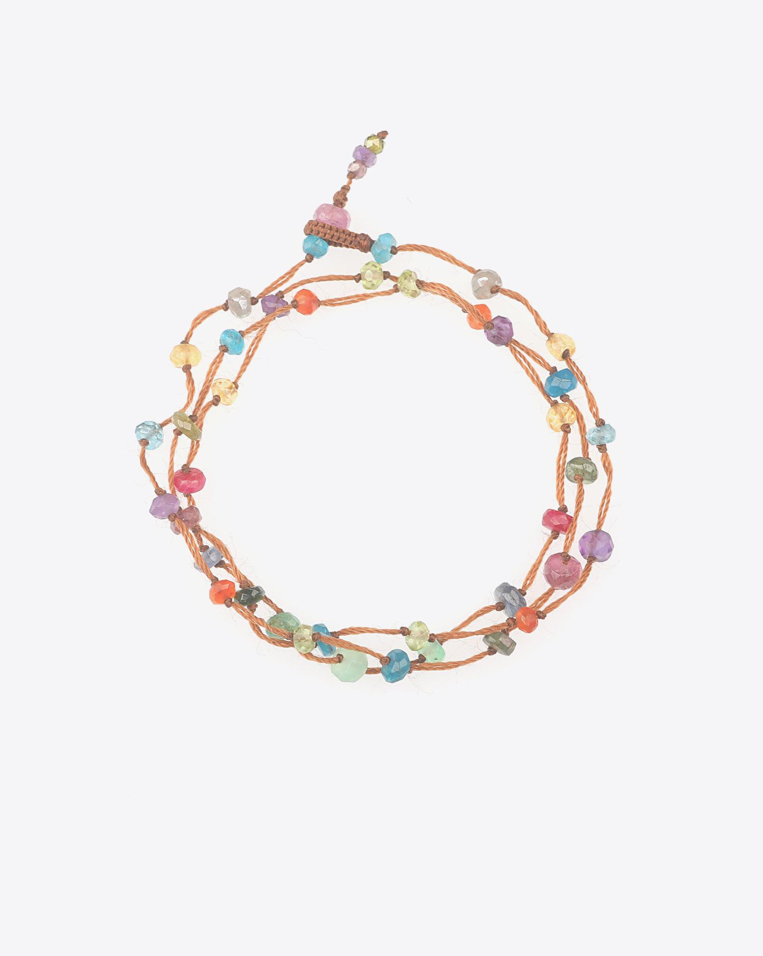 Sharing Bracelet 3 ToursCollier Court  LOOPY FAIRY - Cordon Tabac