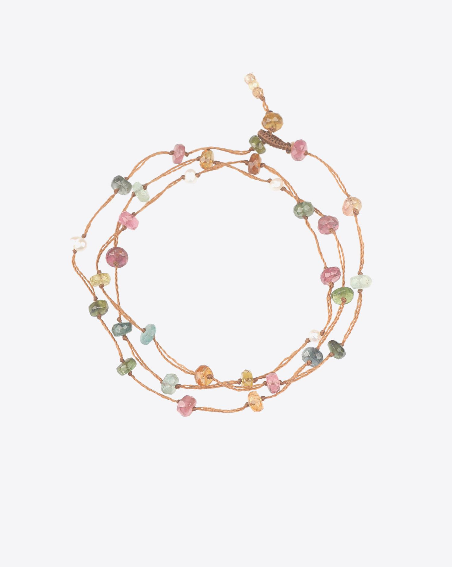 Sharing Bracelet 3 Tours LOOPY TOURMALINE - Cordon Tabac