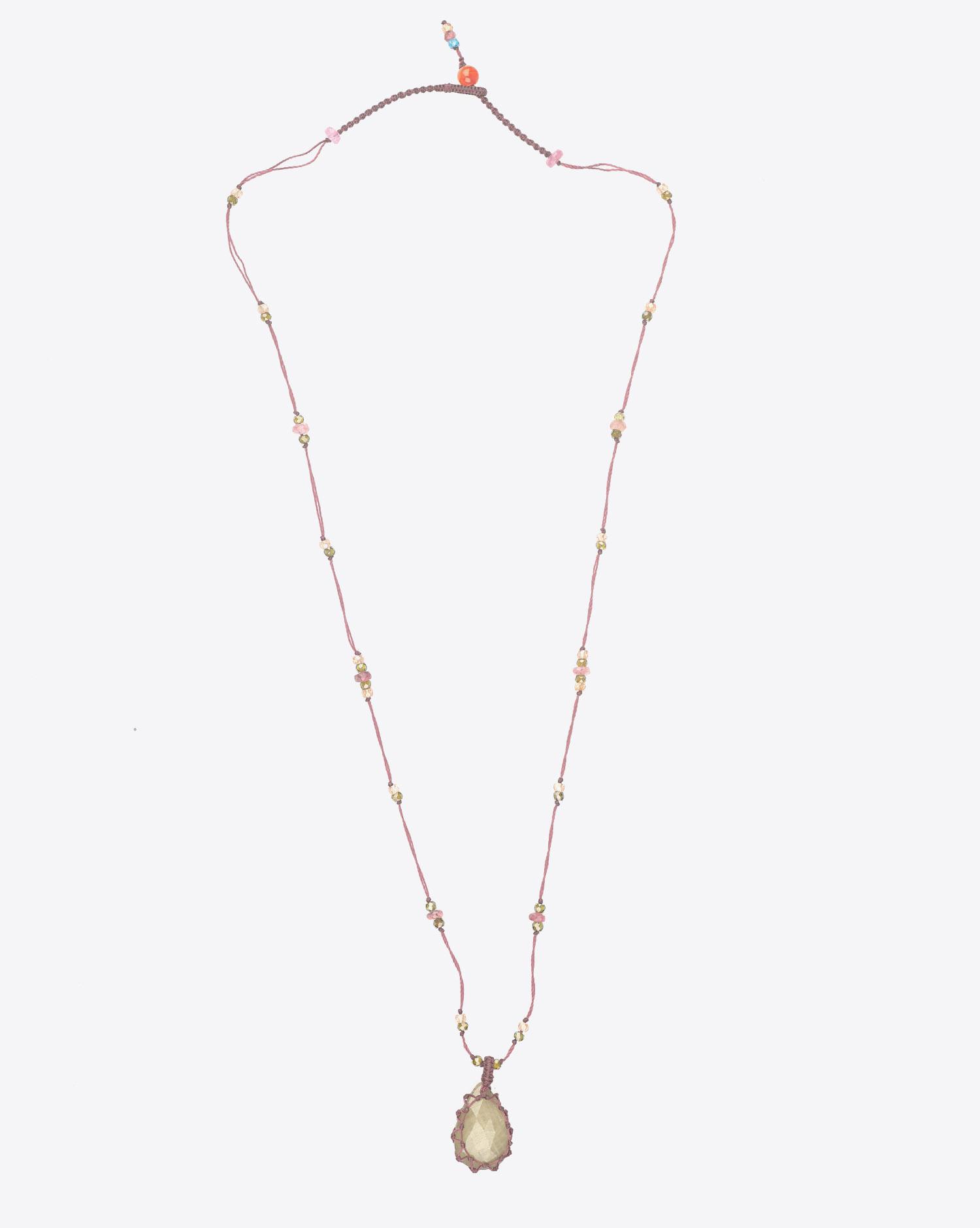 Sharing Collier Court TIBETAN Sur Cordon Aubergine - Corundum  