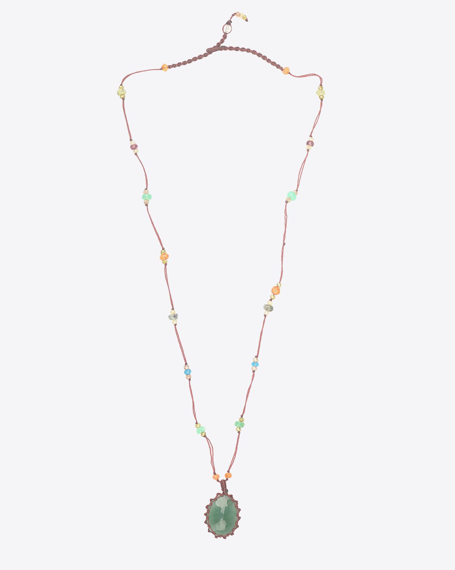 Sharing Collier Court TIBETAN Sur Cordon Aubergine - Green Onyx  