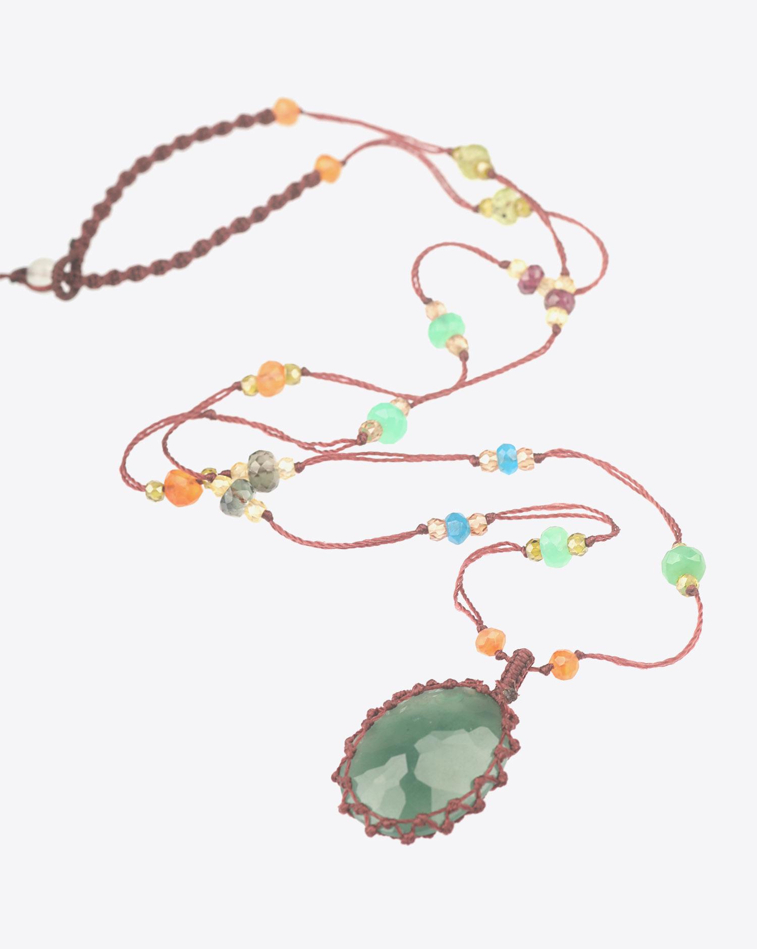 Sharing Collier Court TIBETAN Sur Cordon Aubergine - Green Onyx  