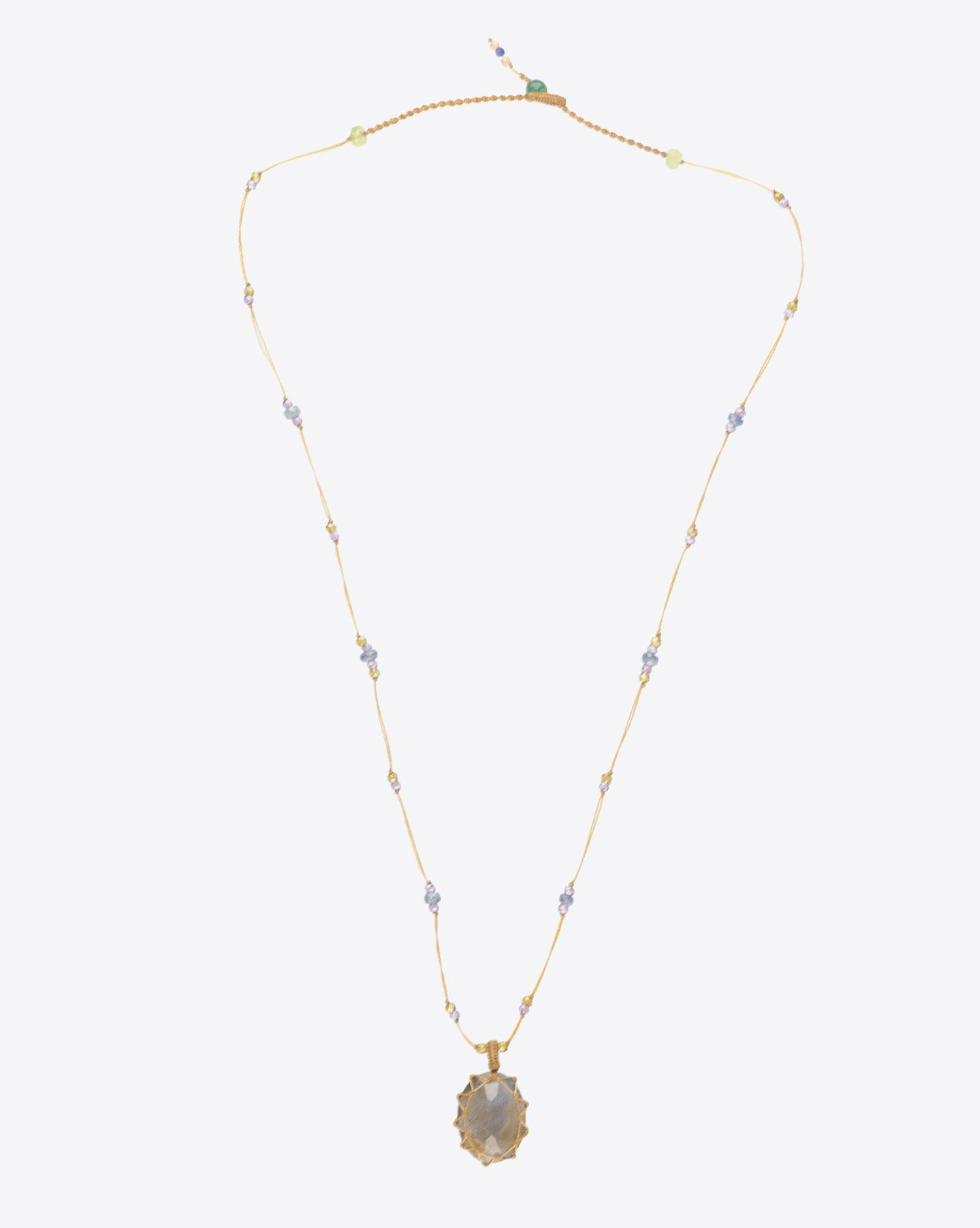 Sharing Collier Court TIBETAN Sur Cordon Beige - Labradorite  