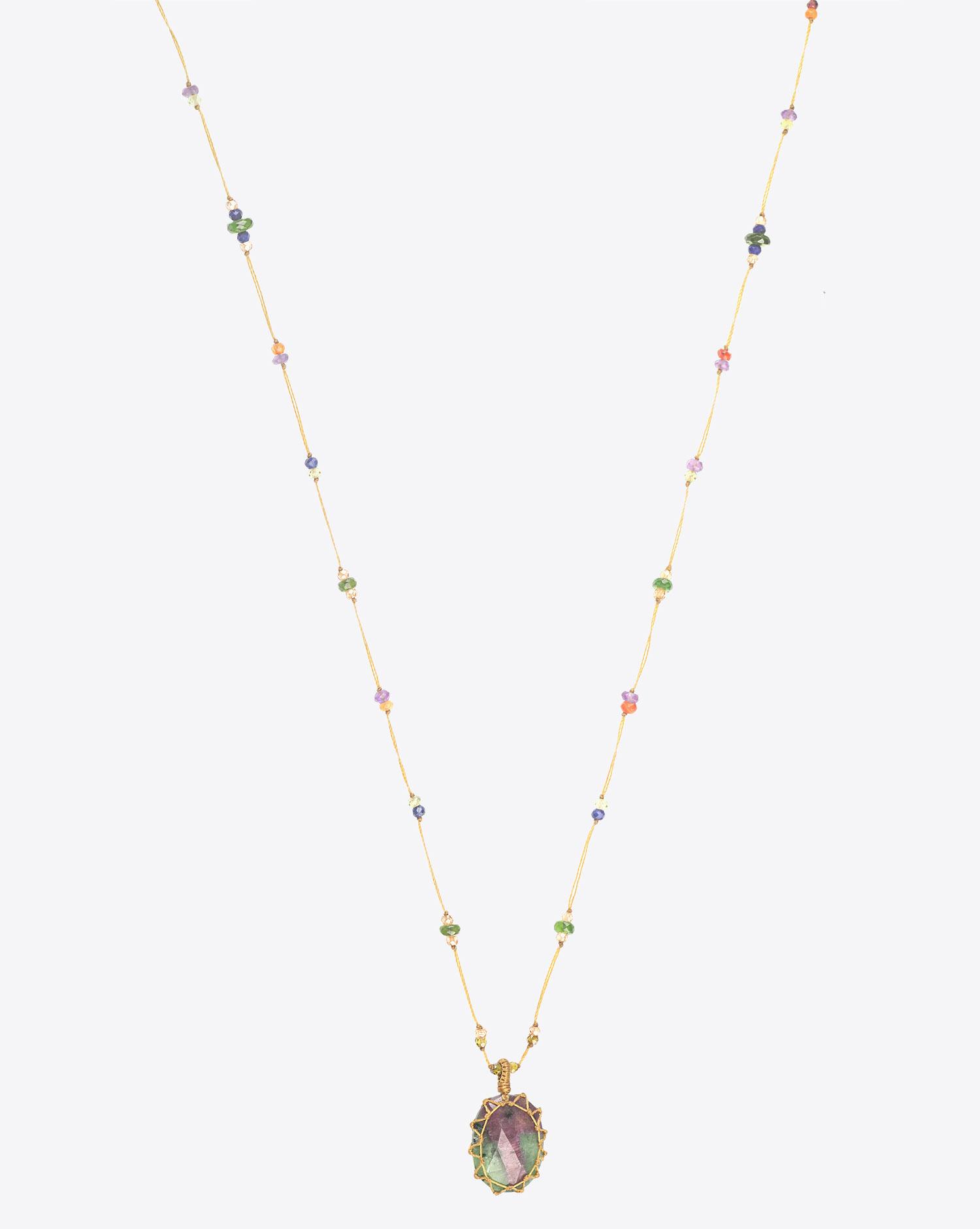 Sharing Collier Long TIBETAN - Rubis Zoisite  