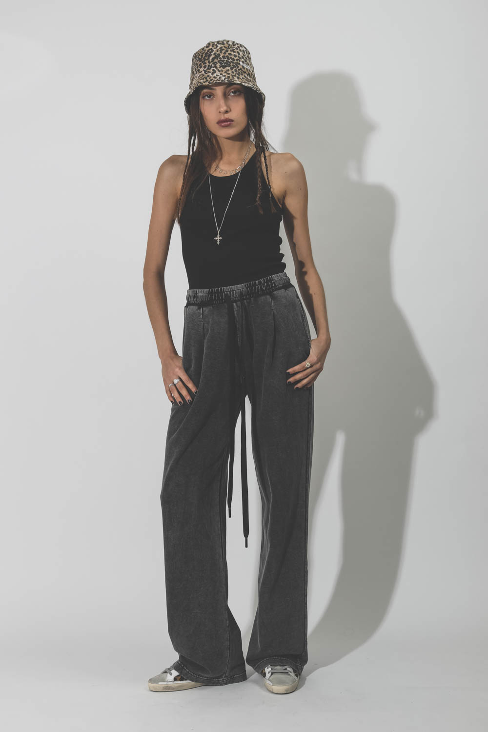 Pantalon Pleated Wide Leg pant acid black R13 Denim