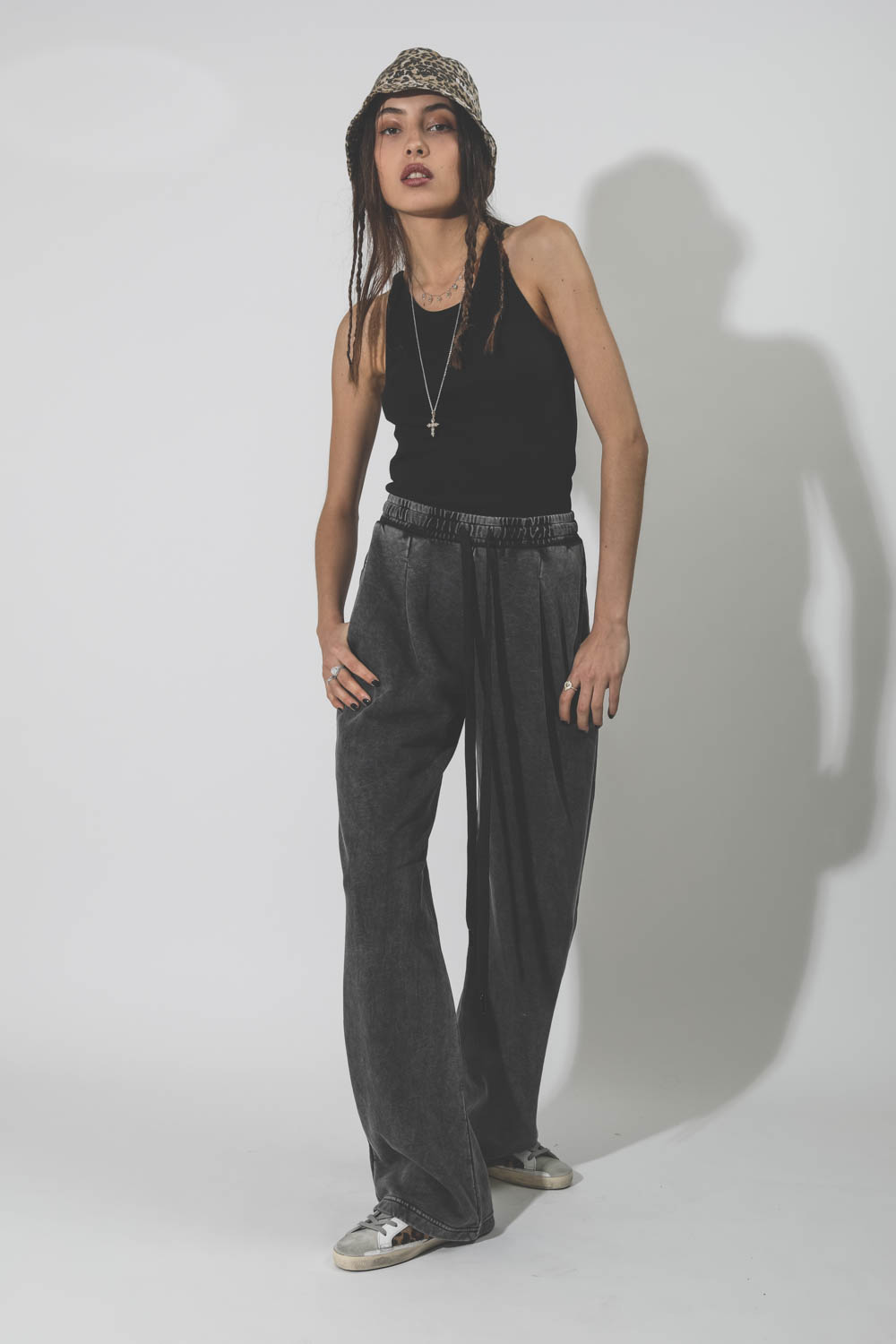 Pantalon Pleated Wide Leg pant acid black R13 Denim