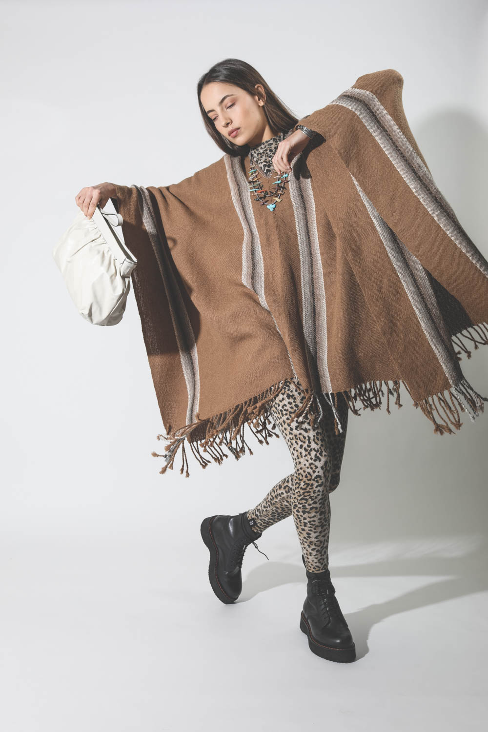 Image du produit Hand.So.On Poncho Rayure Camel - 2